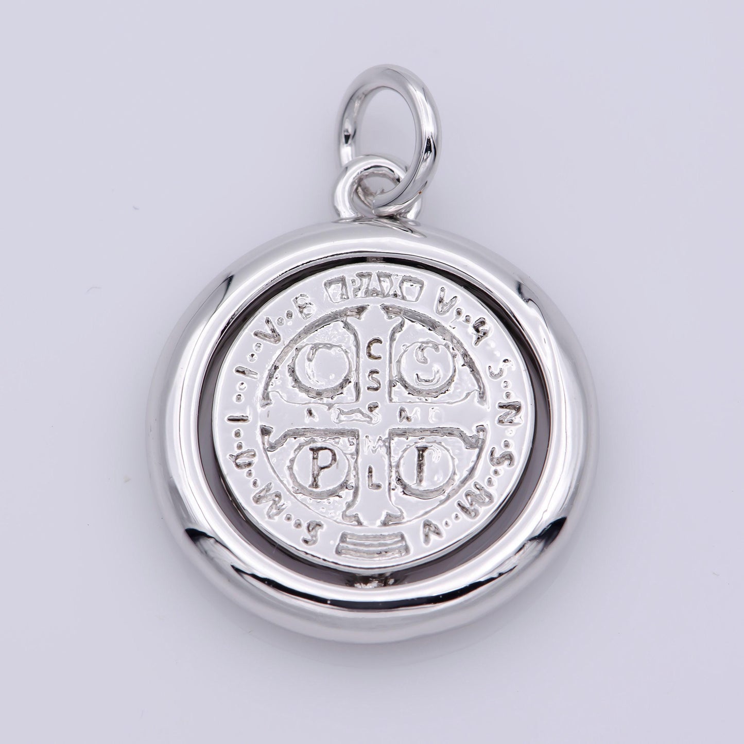 Double sided dainty gold filled saint benedict charm pray for you spinner pendant for religious jewelry making inspired m487