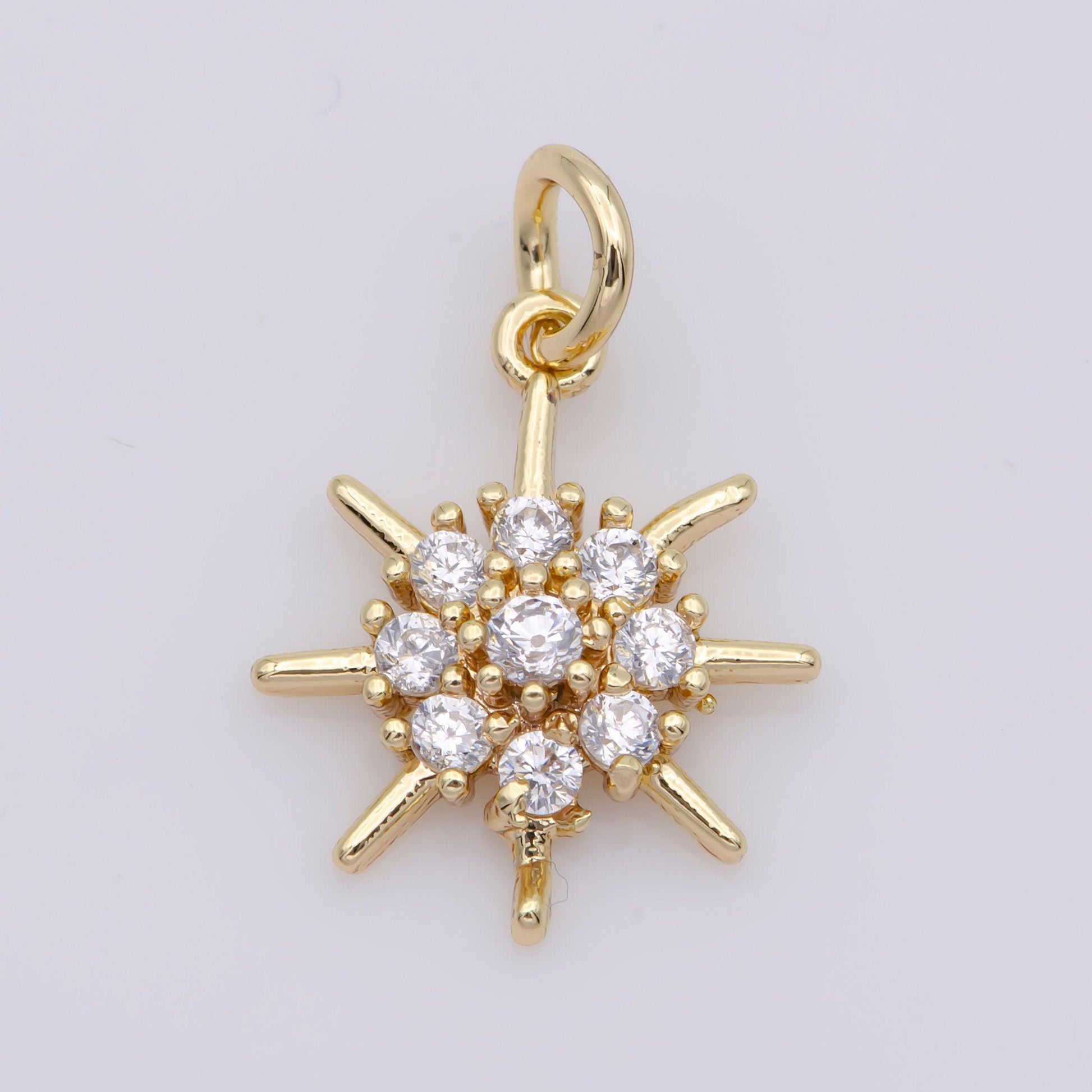 Mini gold filled sun charm sun burst pendant celestial jewelry for earring bracelet necklace component