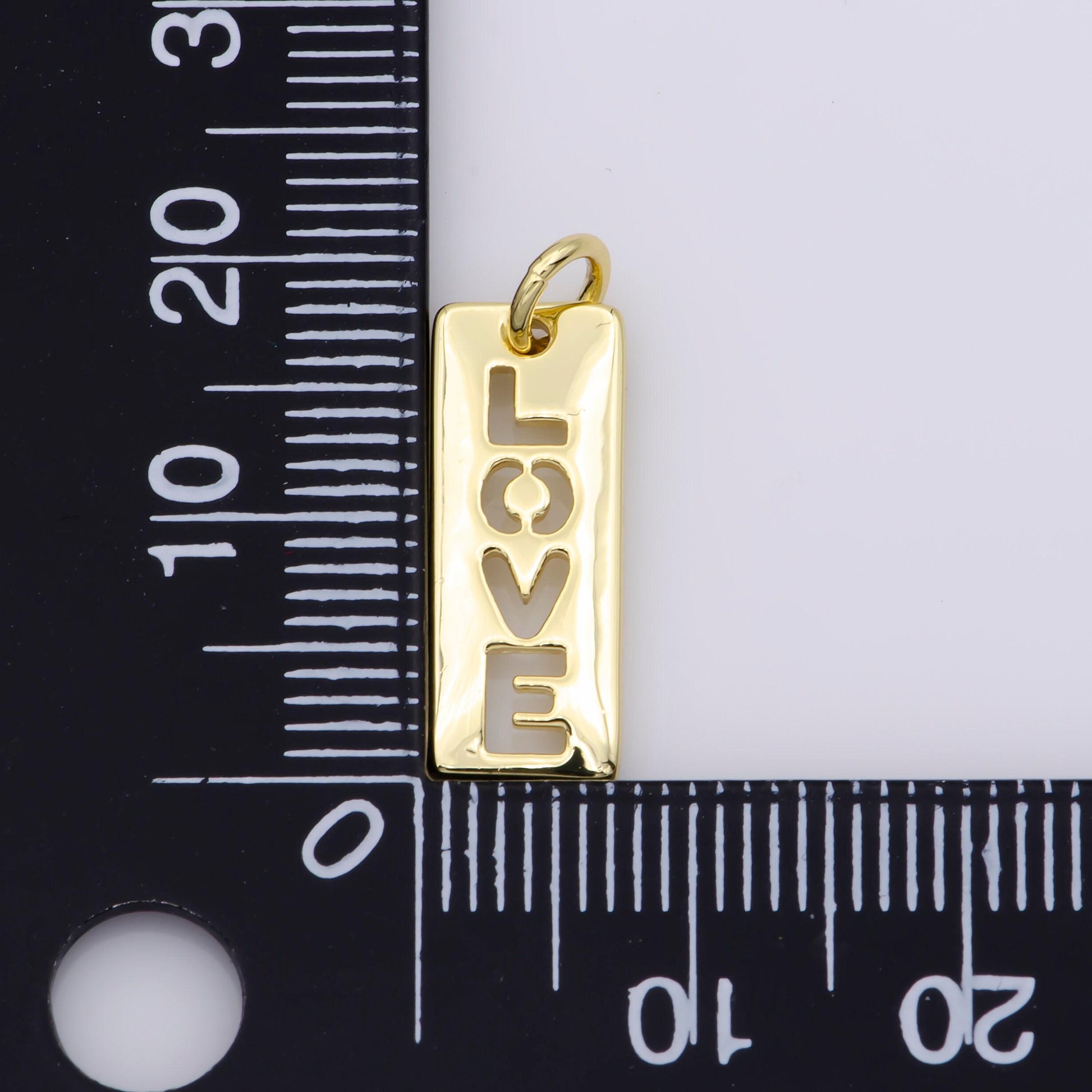 1x love tag letters gold charm, military tag pendant charm, dainty charm, for diy jewelry, 14k gold filled charm