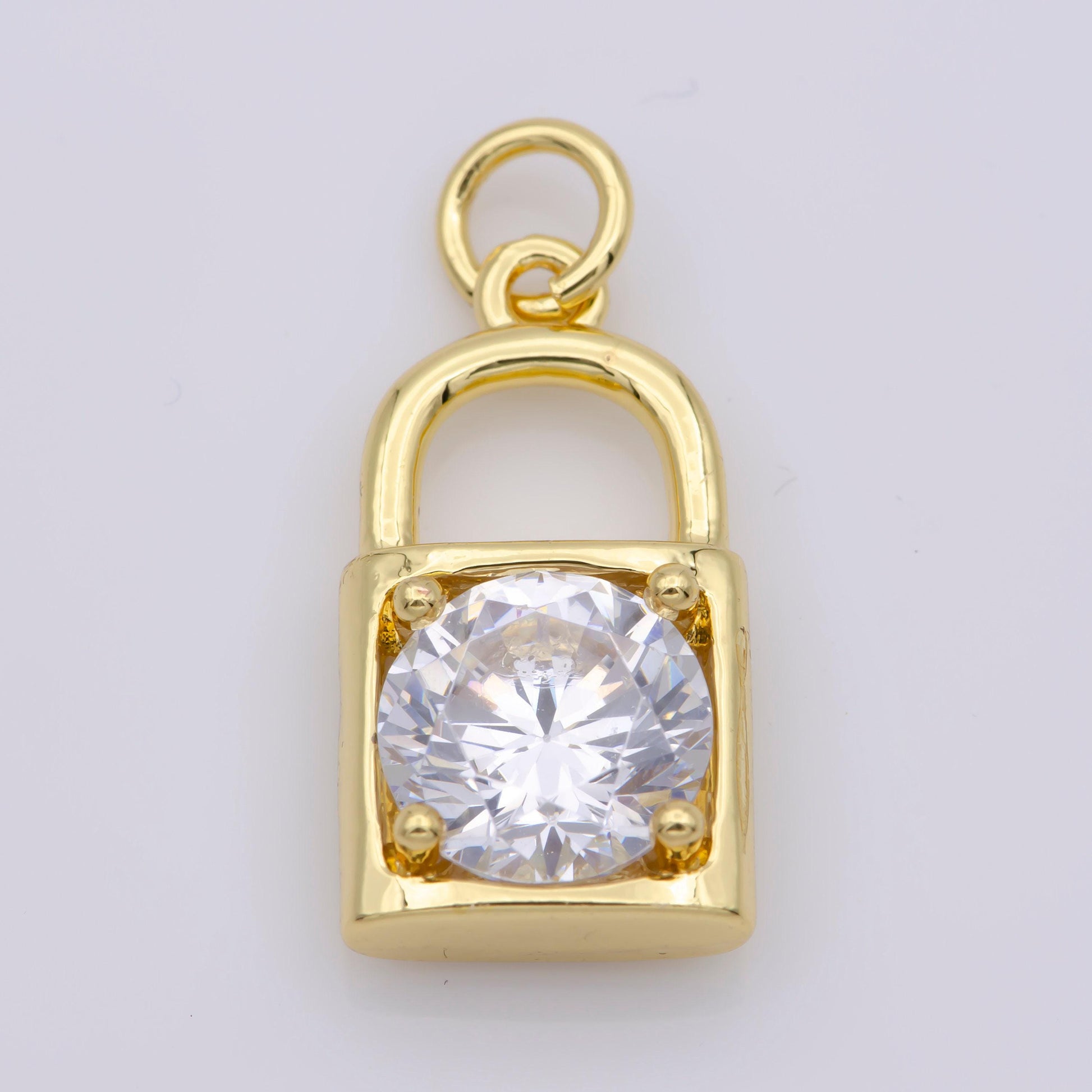 24k gold filled dainty padlock charm colorful cz lock charm for necklace bracelet jewelry making black white reed purple