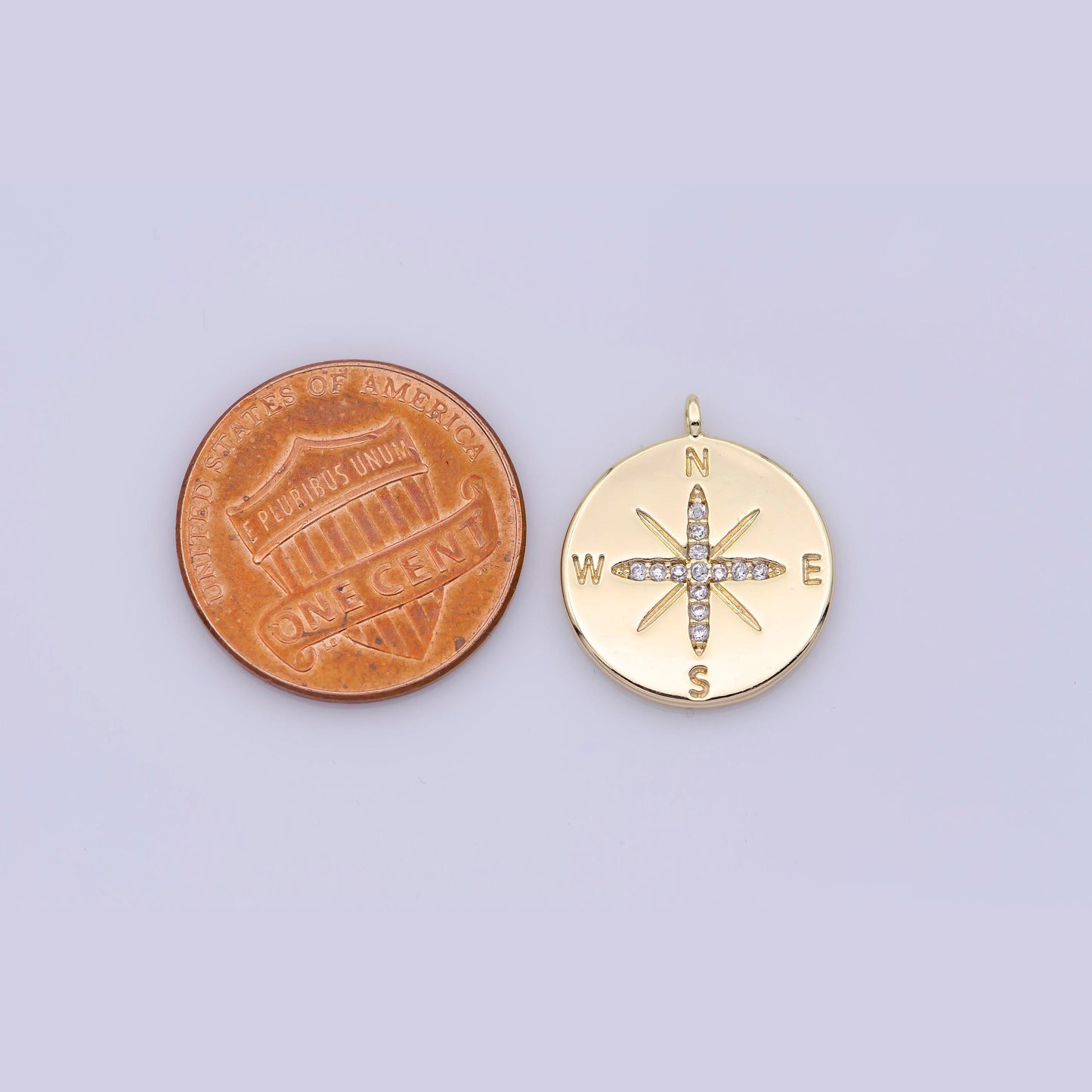 Dainty compass charm, small gold compass pendant, journey travel charm, coin compass pendant, tiny necklace charm, bracelet, nautical charm
