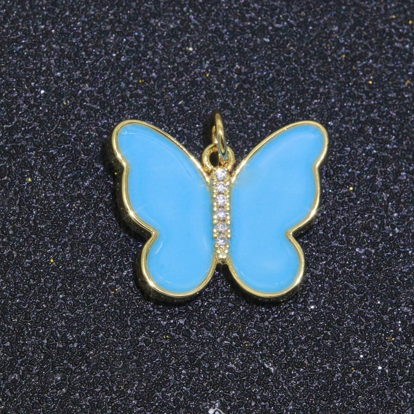 1x dainty butterfly charm, mini gold filled monarch charm for necklace, bracelet, earring charm micro pave mariposa jewelry making