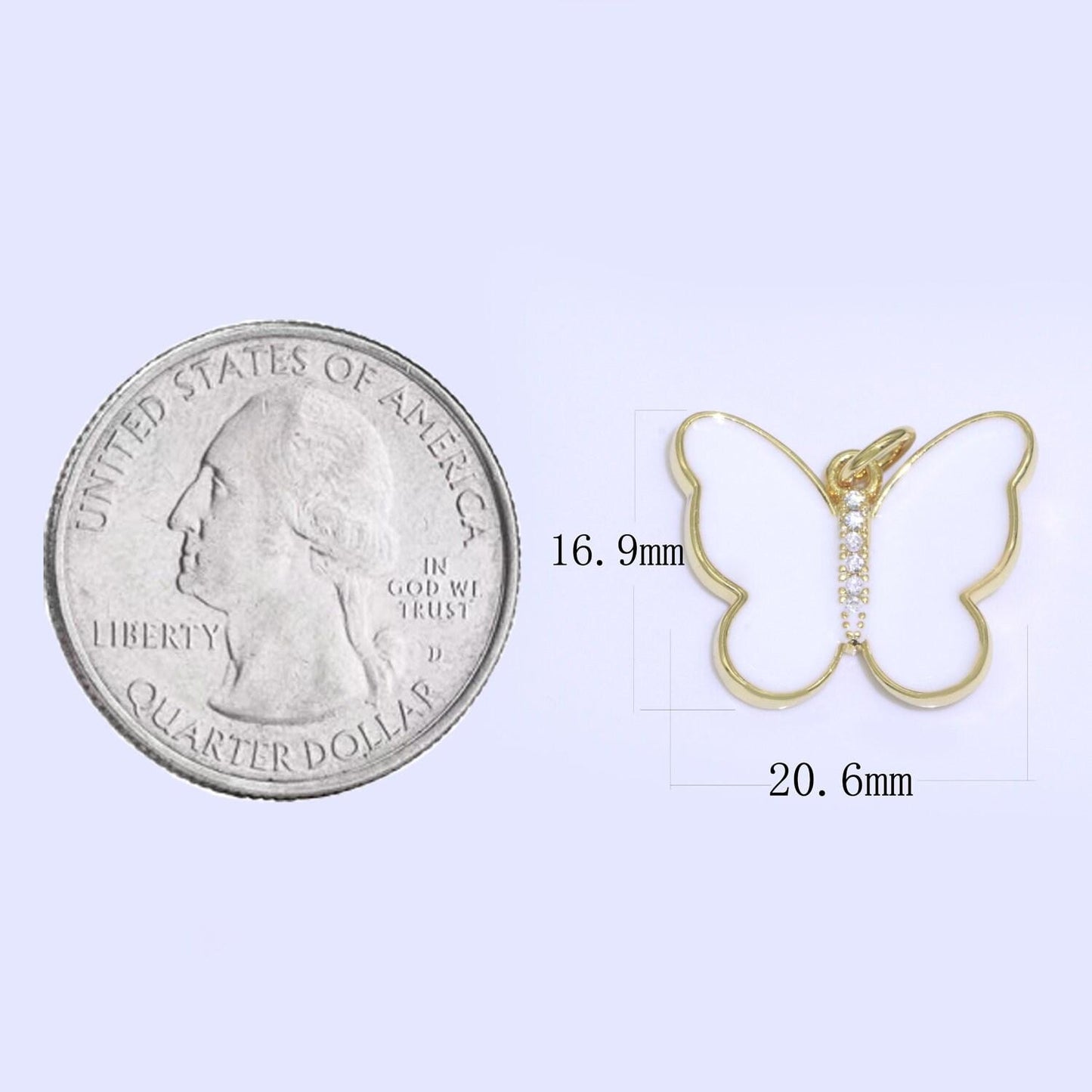 1x dainty butterfly charm, mini gold filled monarch charm for necklace, bracelet, earring charm micro pave mariposa jewelry making