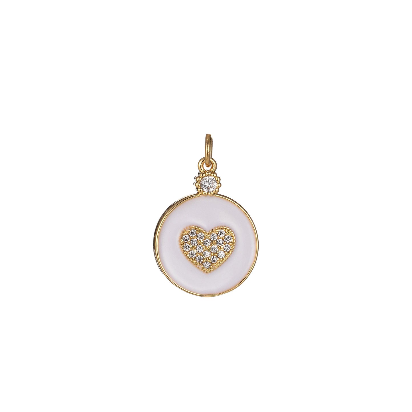 1x dainty color heart enamel charm- 18k gold filled micro pave heart charm cz love friendship jewelry making for bracelet earring necklace