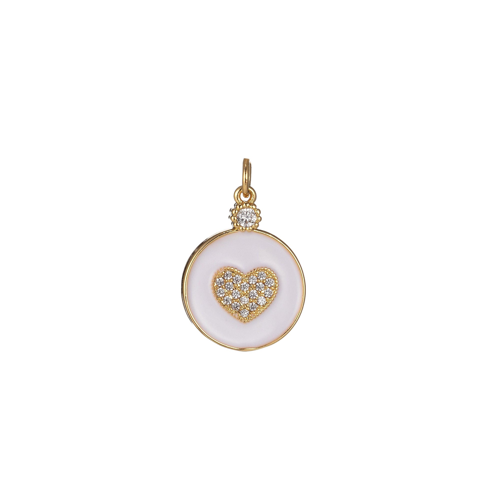 1x dainty color heart enamel charm- 18k gold filled micro pave heart charm cz love friendship jewelry making for bracelet earring necklace