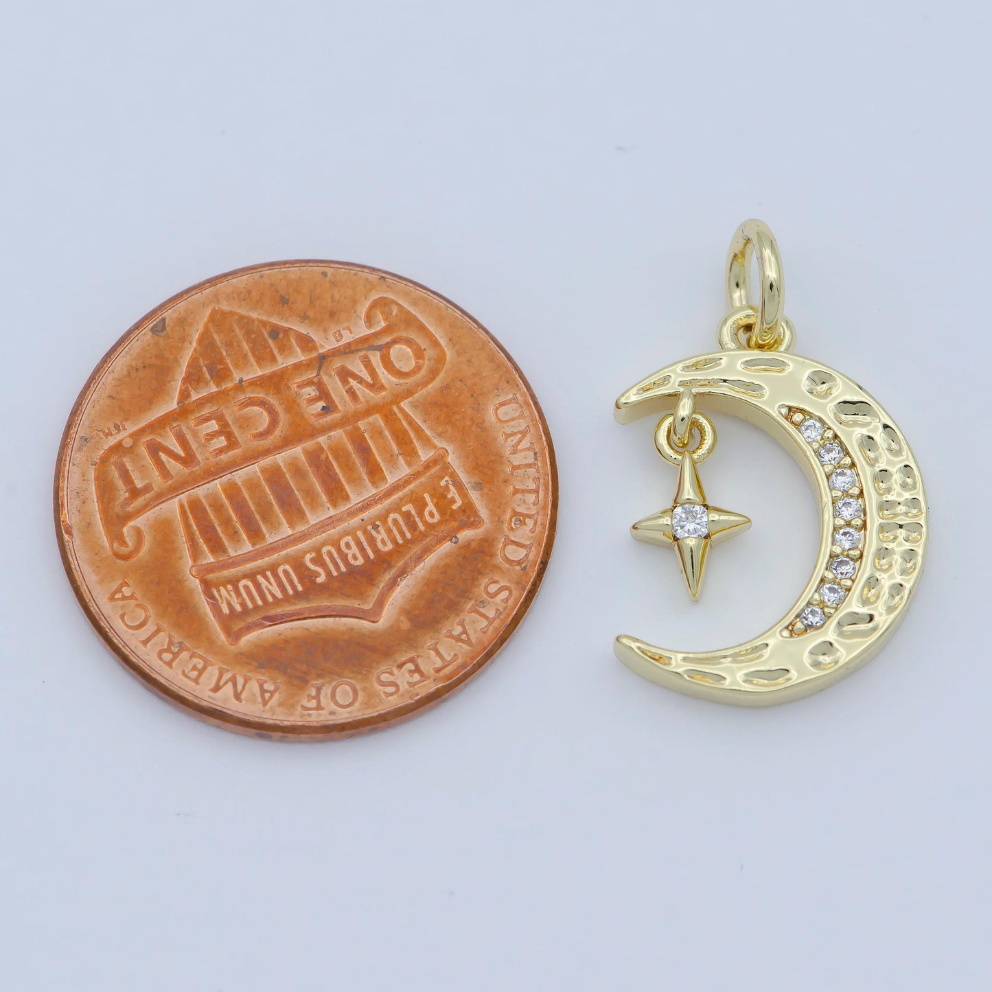 Mini celestial cz cubic zirconia crescent moon star charm 14k gold filled charm pendant star moon jewelry for necklace earring supply, m-361