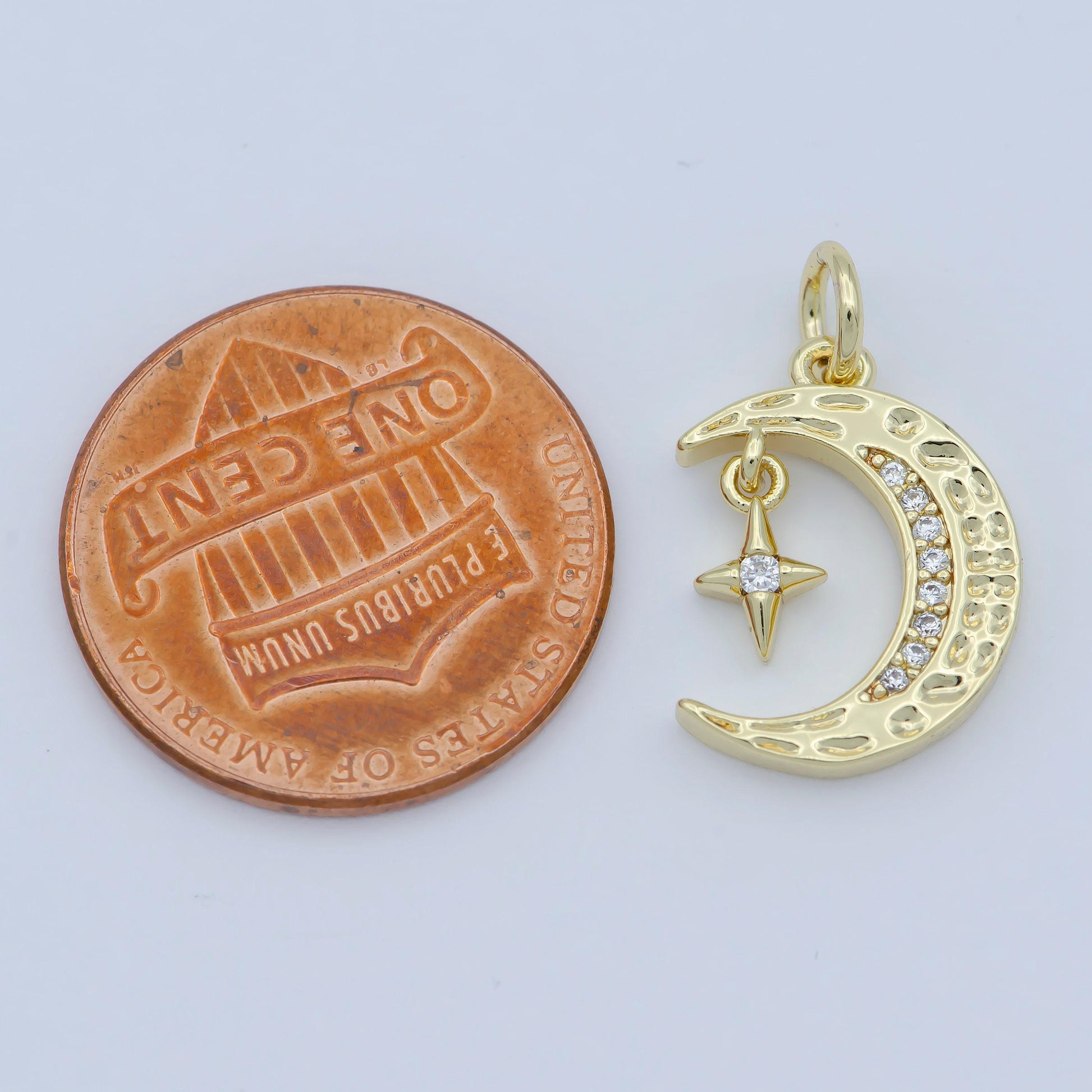 Mini celestial cz cubic zirconia crescent moon star charm 14k gold filled charm pendant star moon jewelry for necklace earring supply, m-361