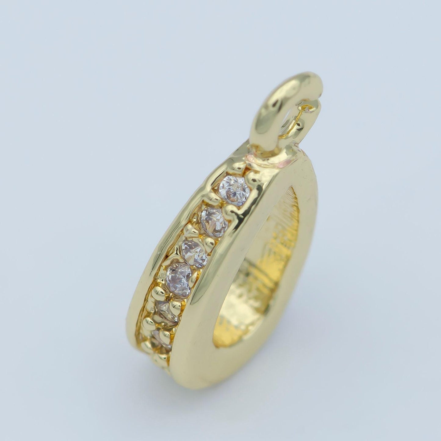 1 piece cz gold bails, 12×6.5mm, micro pave cubic zirconia bail for charm pendant holders add on supply findings, m-360