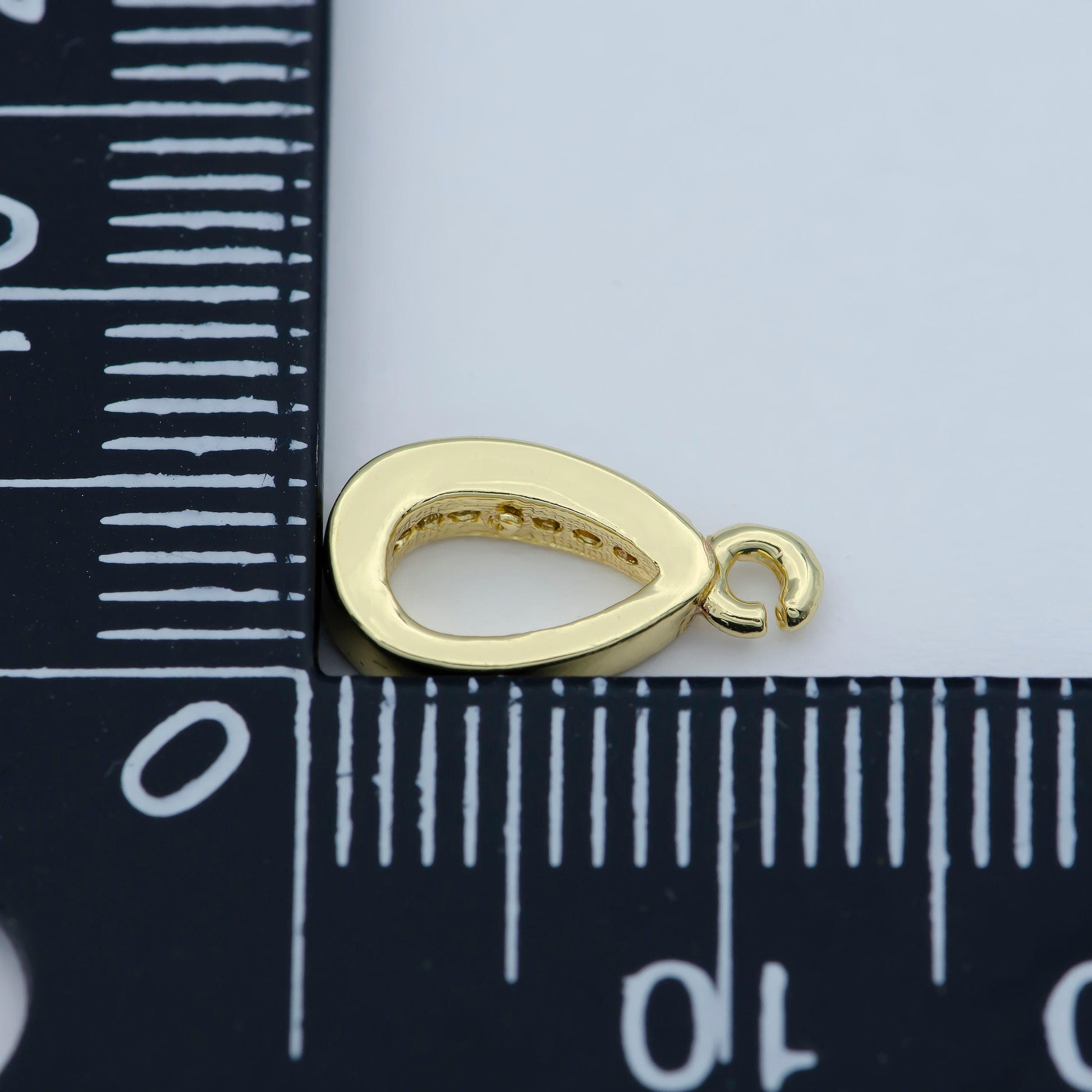 1 piece cz gold bails, 12×6.5mm, micro pave cubic zirconia bail for charm pendant holders add on supply findings, m-360