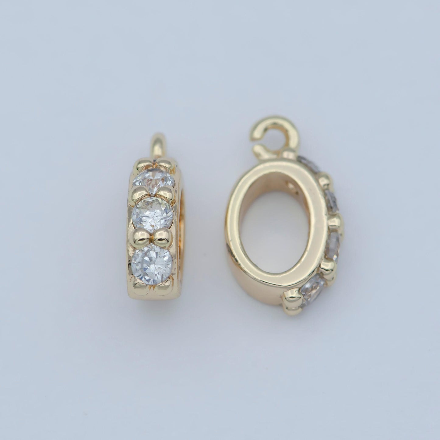 1x pendant bail with hook cz micro pave pendant bail gold plated bail clasps open link for charm, m-359
