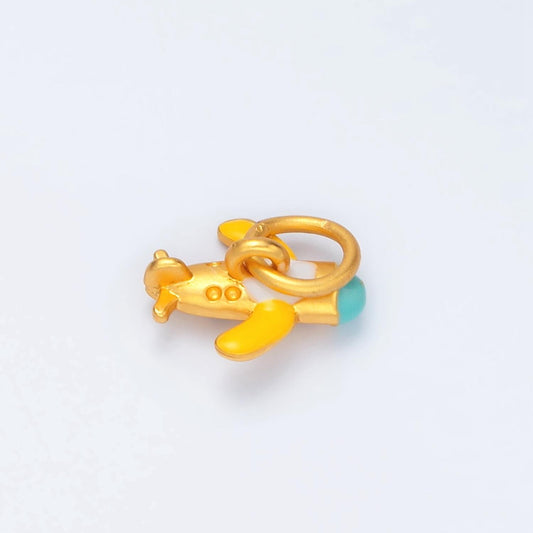 24k gold filled mini planes kids enamel charm | m-255