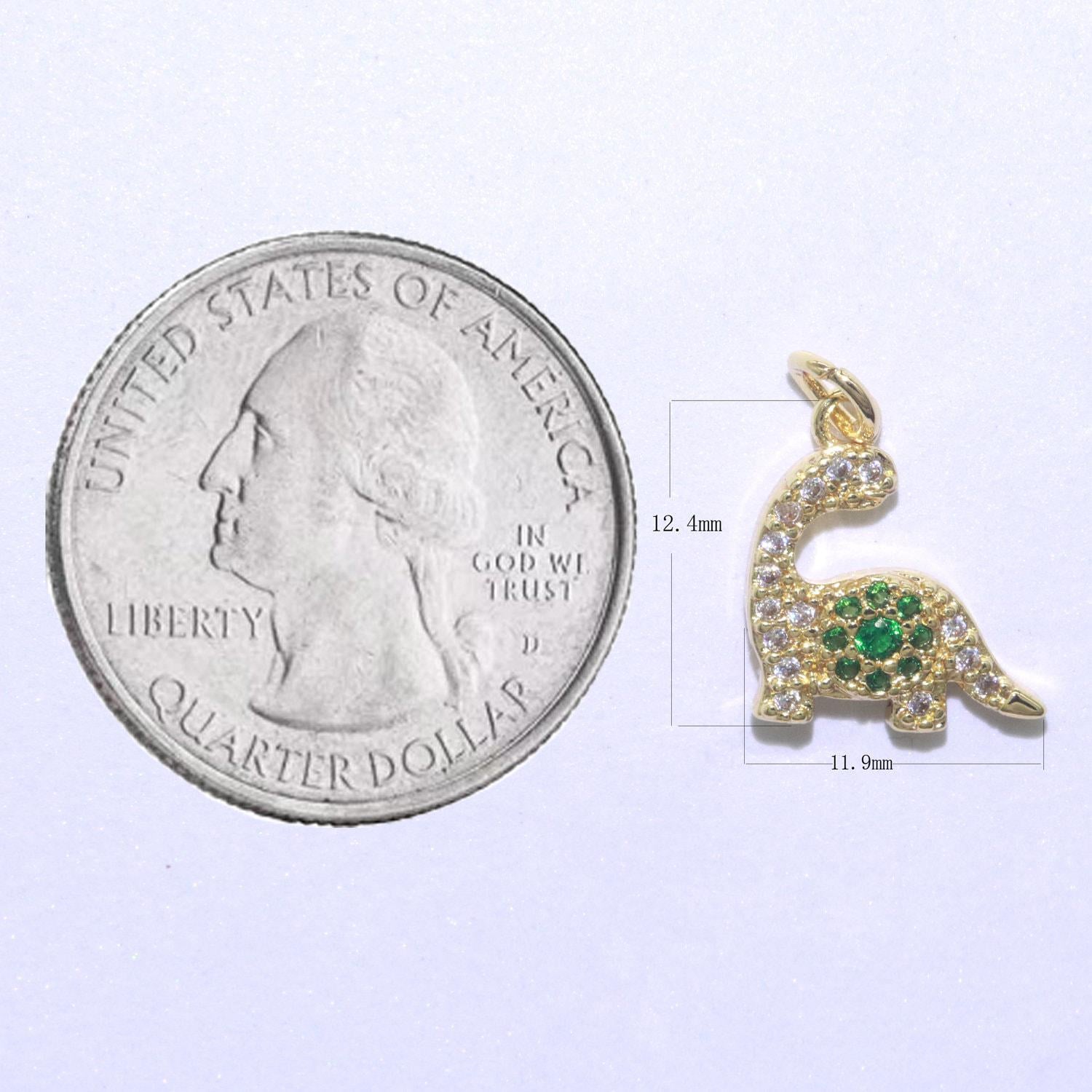 Tiny brontosaurus charm gold dinosaur pendant. jurassic animal extinct prehistoric charm. small jewelry. paleontologist