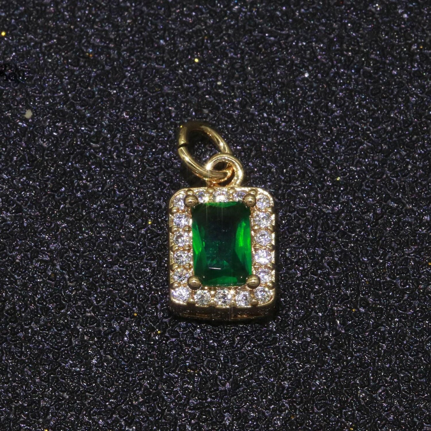 1x 14k gold filled micro pave cz geometric pendant charm emerald cut pendant charm geometric diy jewelry 8.8x7.3mm, m-189~m-196