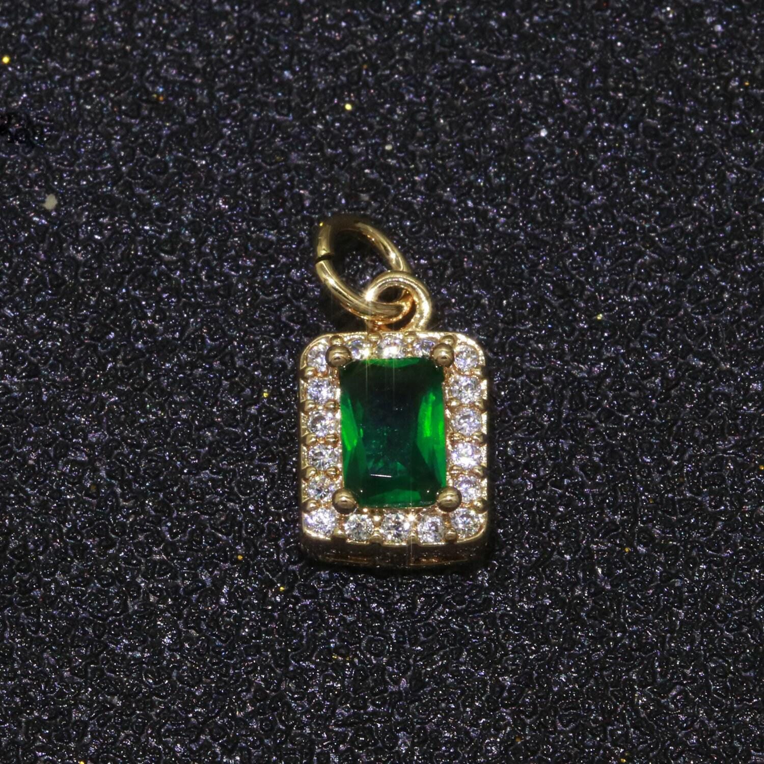 1x 14k gold filled micro pave cz geometric pendant charm emerald cut pendant charm geometric diy jewelry 8.8x7.3mm, m-189~m-196