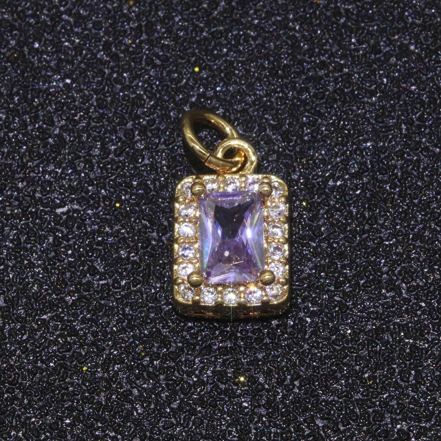 1x 14k gold filled micro pave cz geometric pendant charm emerald cut pendant charm geometric diy jewelry 8.8x7.3mm, m-189~m-196