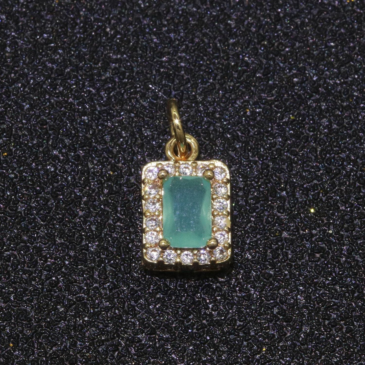 1x 14k gold filled micro pave cz geometric pendant charm emerald cut pendant charm geometric diy jewelry 8.8x7.3mm, m-189~m-196