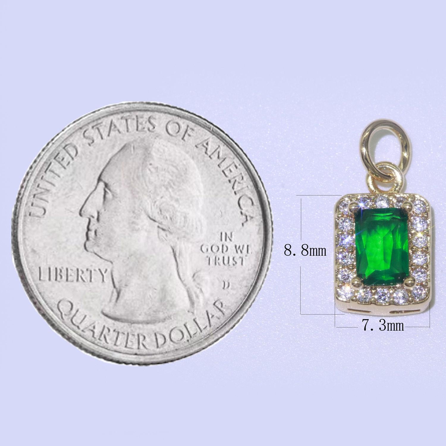 1x 14k gold filled micro pave cz geometric pendant charm emerald cut pendant charm geometric diy jewelry 8.8x7.3mm, m-189~m-196