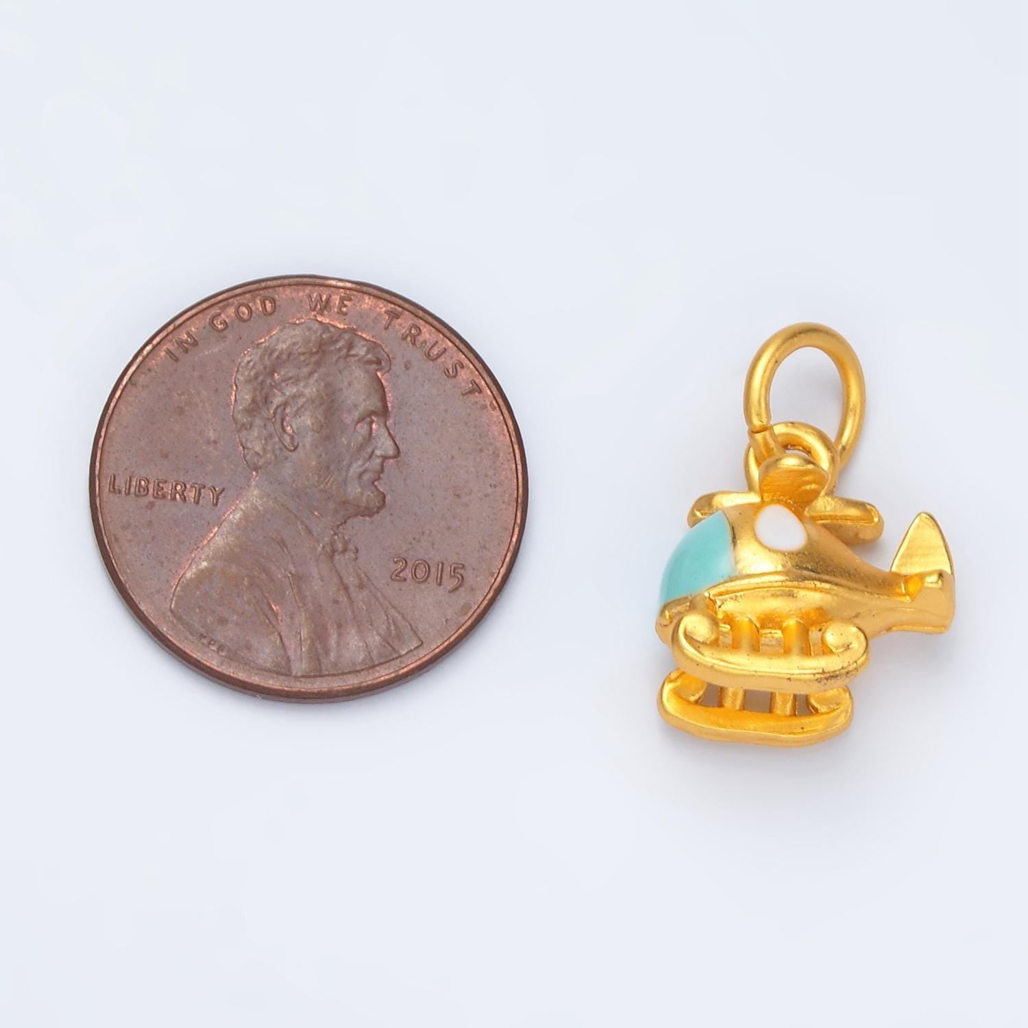 24k gold filled 13.6mm helicopter kids charm | m-153