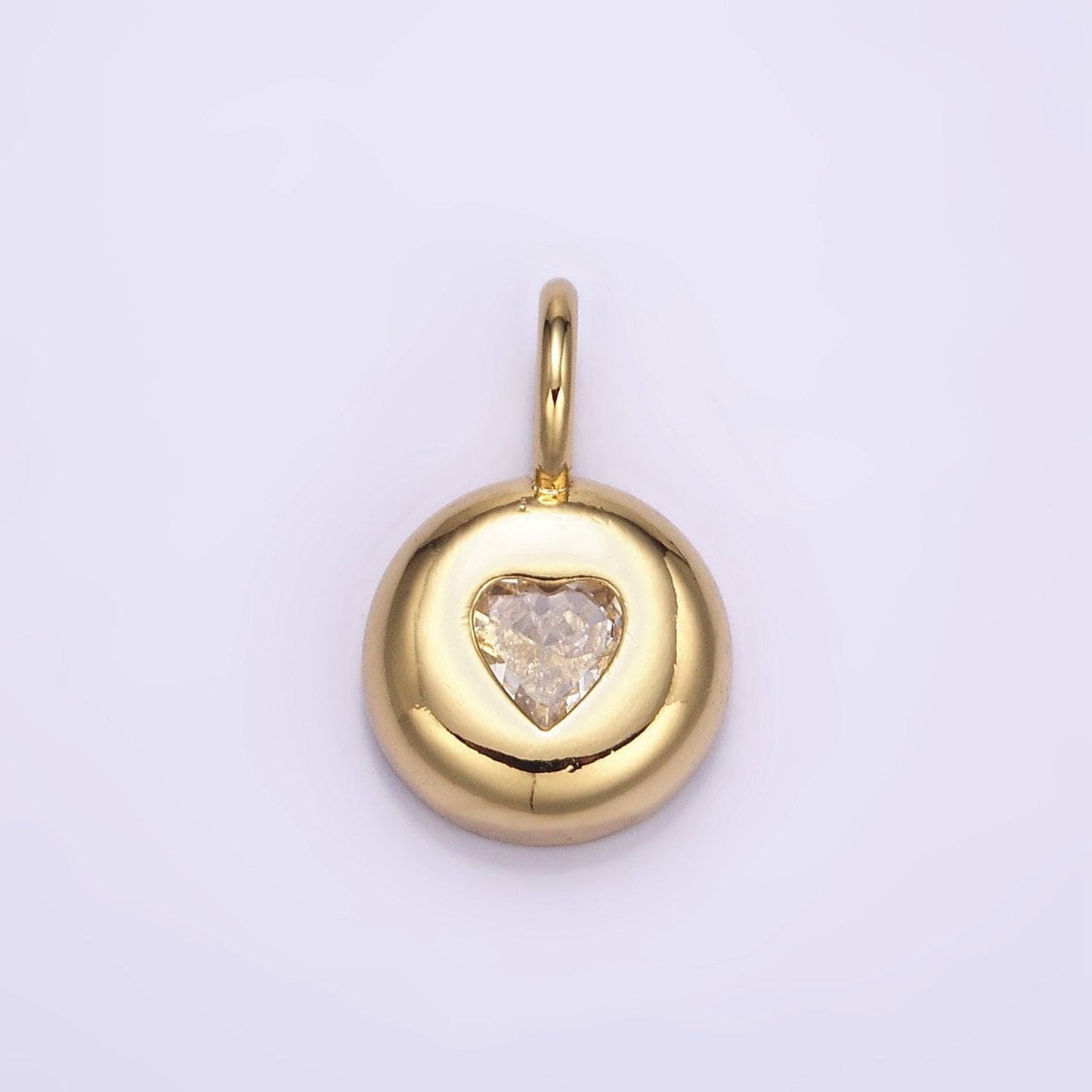 Gold cz heart pendant 24k gold filled love charms simple findings minimalist geometry dangle pendant -jewelry supplies