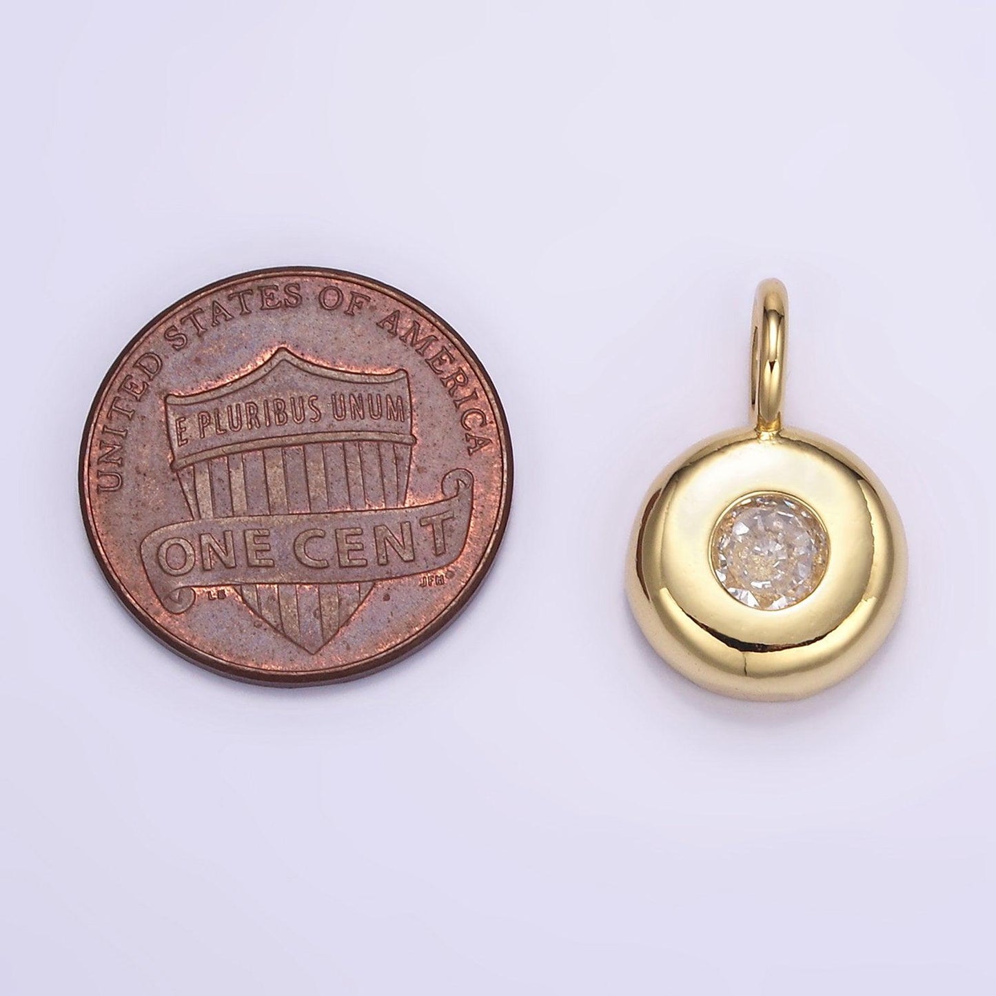 Gold cz round cricle pendant 24k gold filled charms simple findings minimalist geometry dangle pendant -jewelry supplies