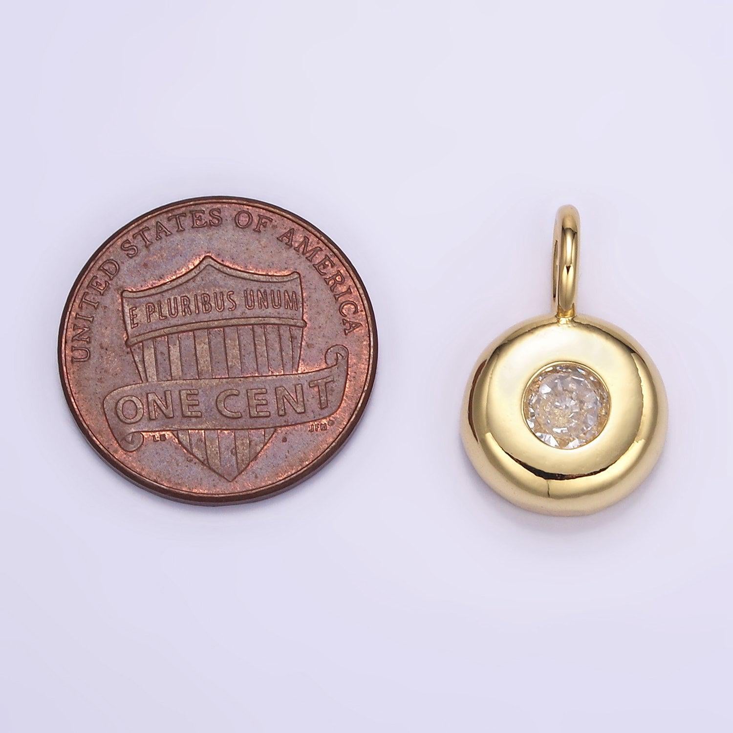 Gold cz round cricle pendant 24k gold filled charms simple findings minimalist geometry dangle pendant -jewelry supplies