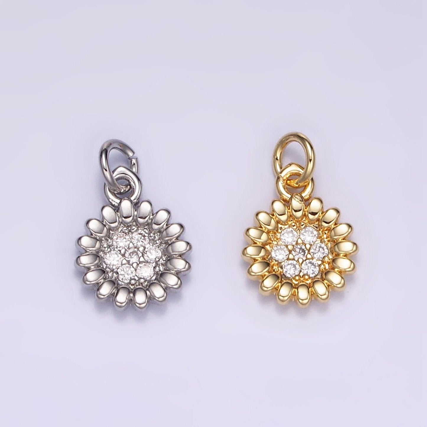 18k gold filled sunflower charm mini flower charm dainty sun flower charm for bracelet earring necklace supply m118