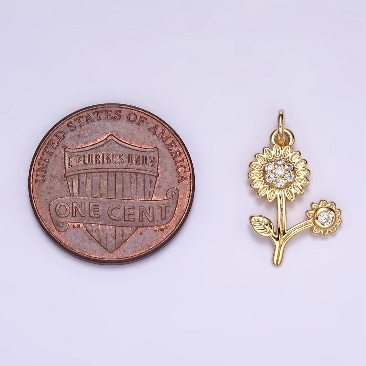 Dainty sunflower charm gold flower charm for bracelet earring necklace gold sun flower charm for summer garden inspired m117