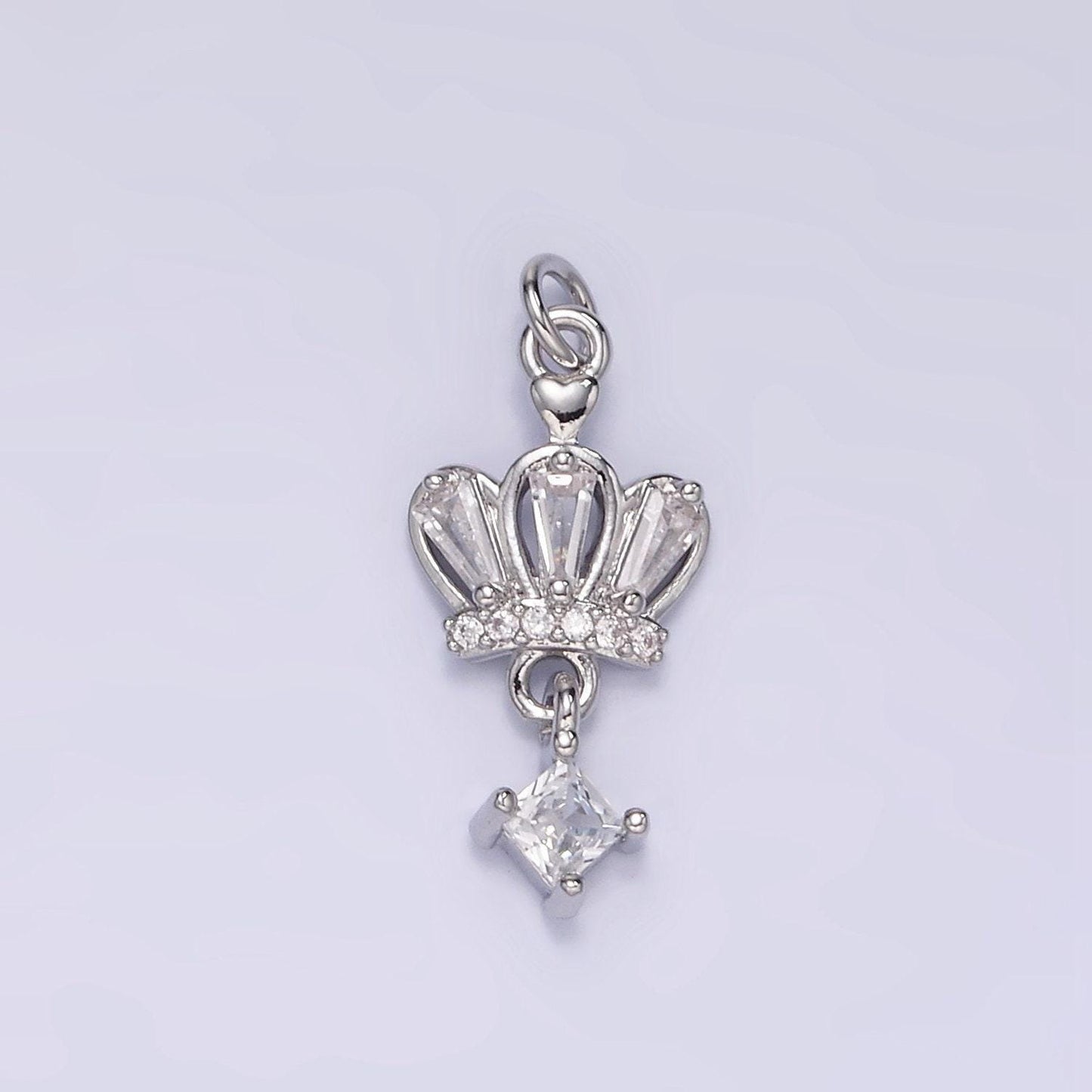 18k gold filled silver tiara charm, micro cz pave princess crown pendant, diy fashion jewelry making supply for necklace, bracelet m114