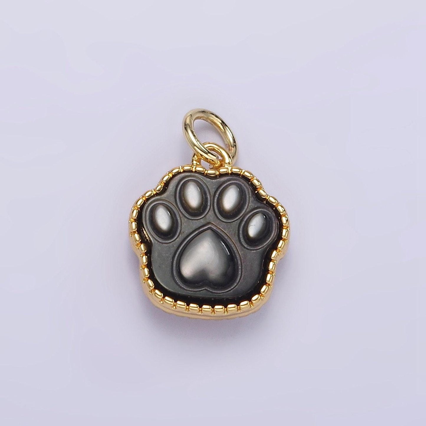 Mini dog paw pendant lead nickel free 24k gold filled paw charm abalon, pearl animal bear charm necklace bracelet jewelry making m112