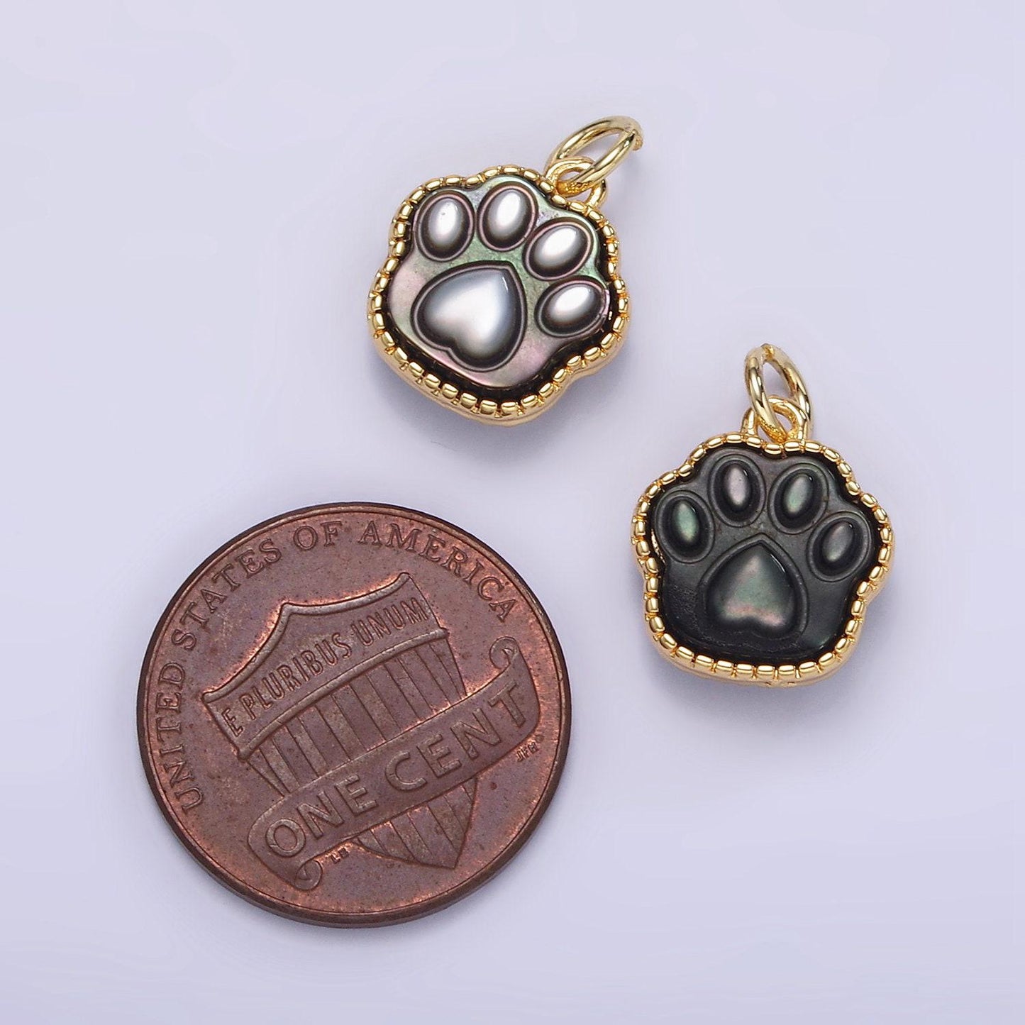 Mini dog paw pendant lead nickel free 24k gold filled paw charm abalon, pearl animal bear charm necklace bracelet jewelry making m112