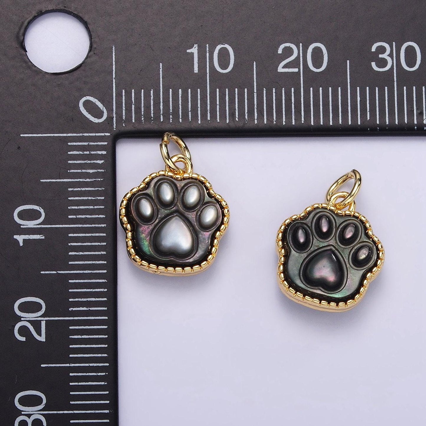 Mini dog paw pendant lead nickel free 24k gold filled paw charm abalon, pearl animal bear charm necklace bracelet jewelry making m112