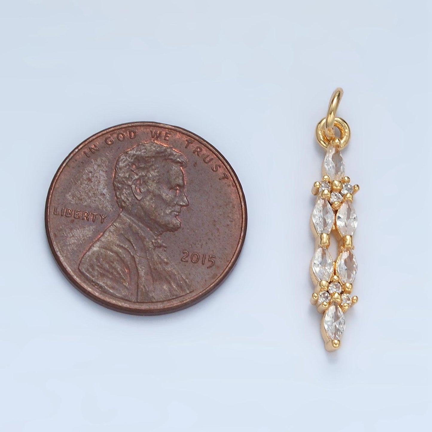 Clear marquise cz linear 24k gold filled charm | m-018