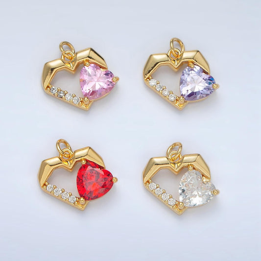 Mini gold heart charm small cz love charm valentine charms 24k gold filled findings m013