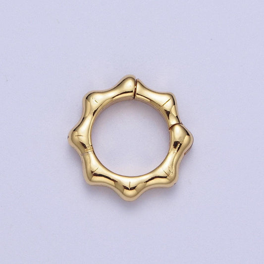 Gold sun spring pull gate ring, 24k gold filled 12.4mm & 16.9mm sun octagon ring charm holder clasp | l-931, l-932