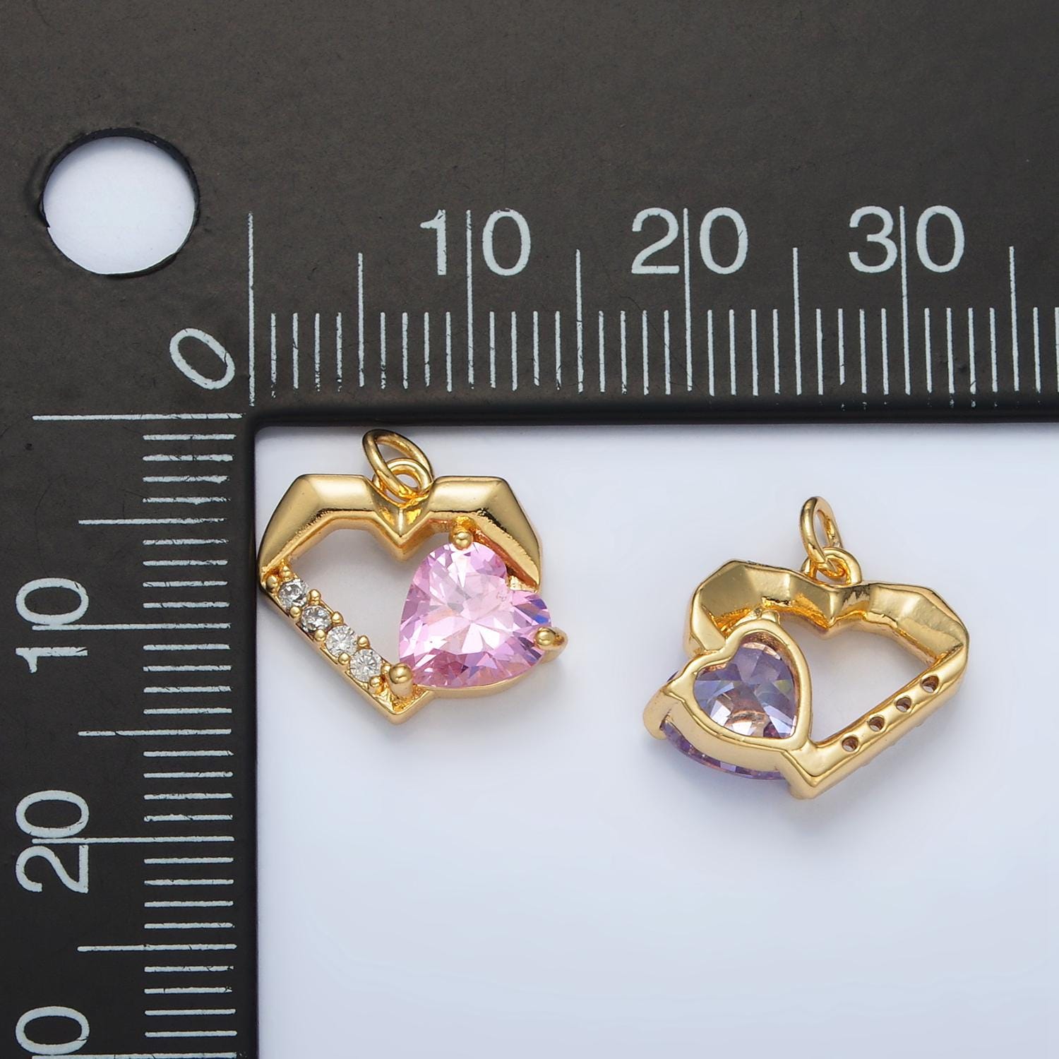 Mini gold heart charm small cz love charm valentine charms 24k gold filled findings m013