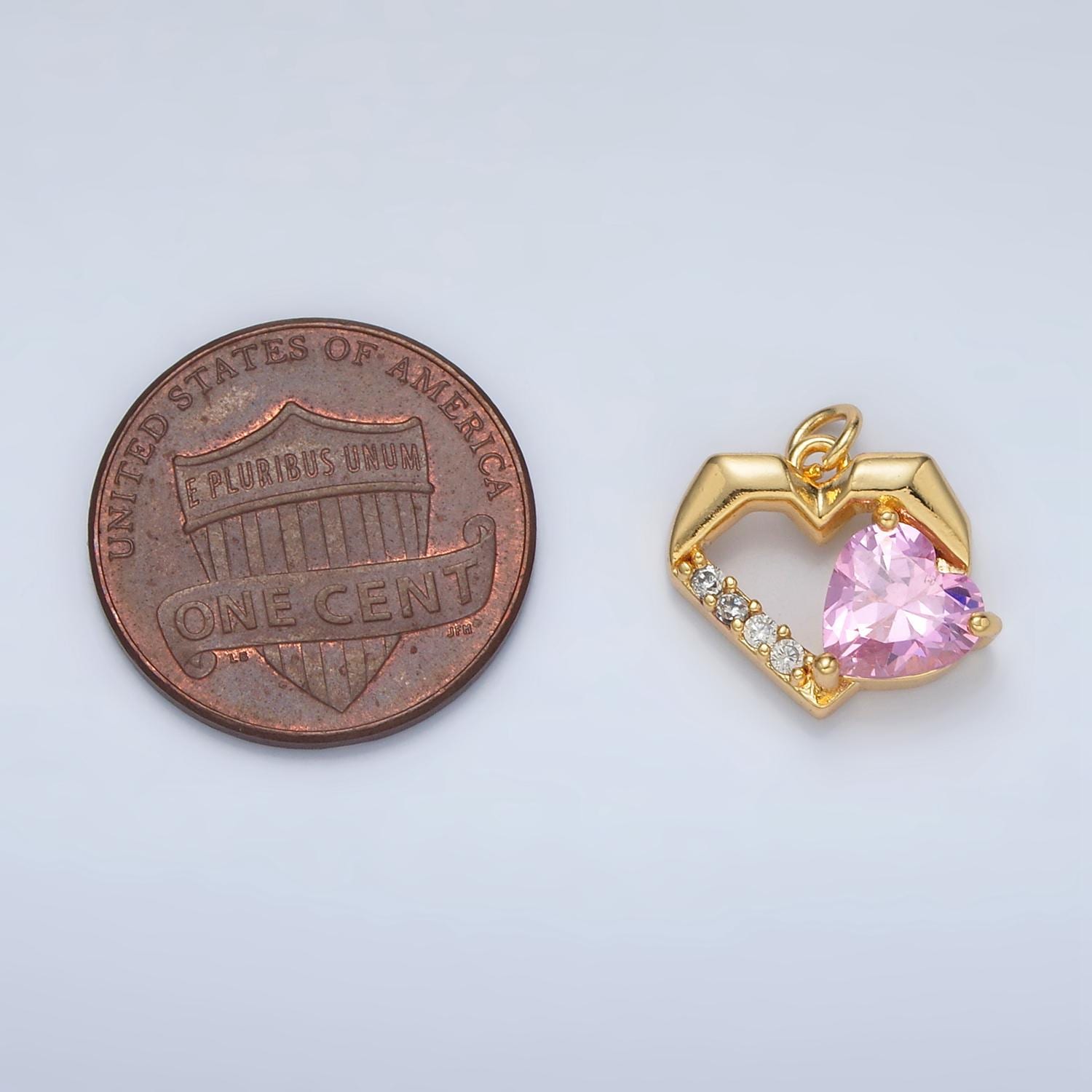 Mini gold heart charm small cz love charm valentine charms 24k gold filled findings m013