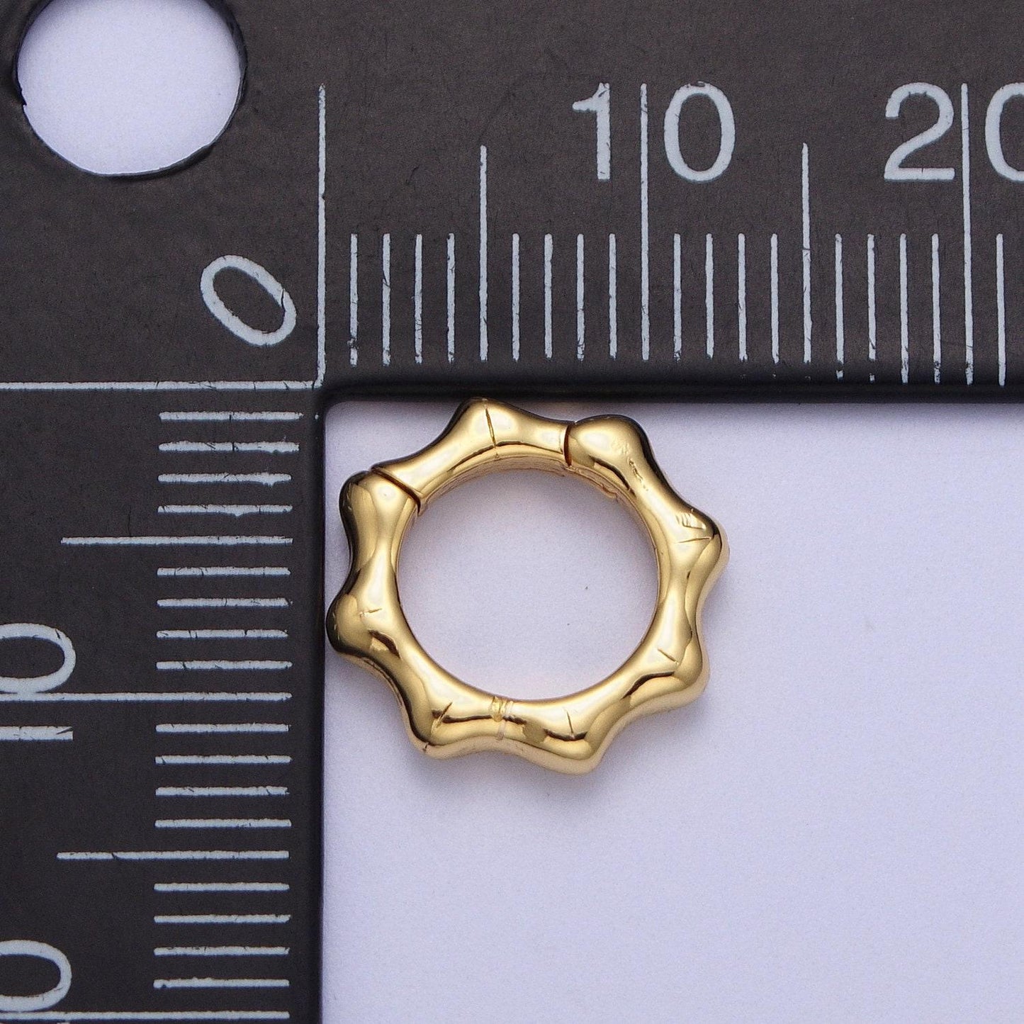 Gold sun spring pull gate ring, 24k gold filled 12.4mm & 16.9mm sun octagon ring charm holder clasp | l-931, l-932
