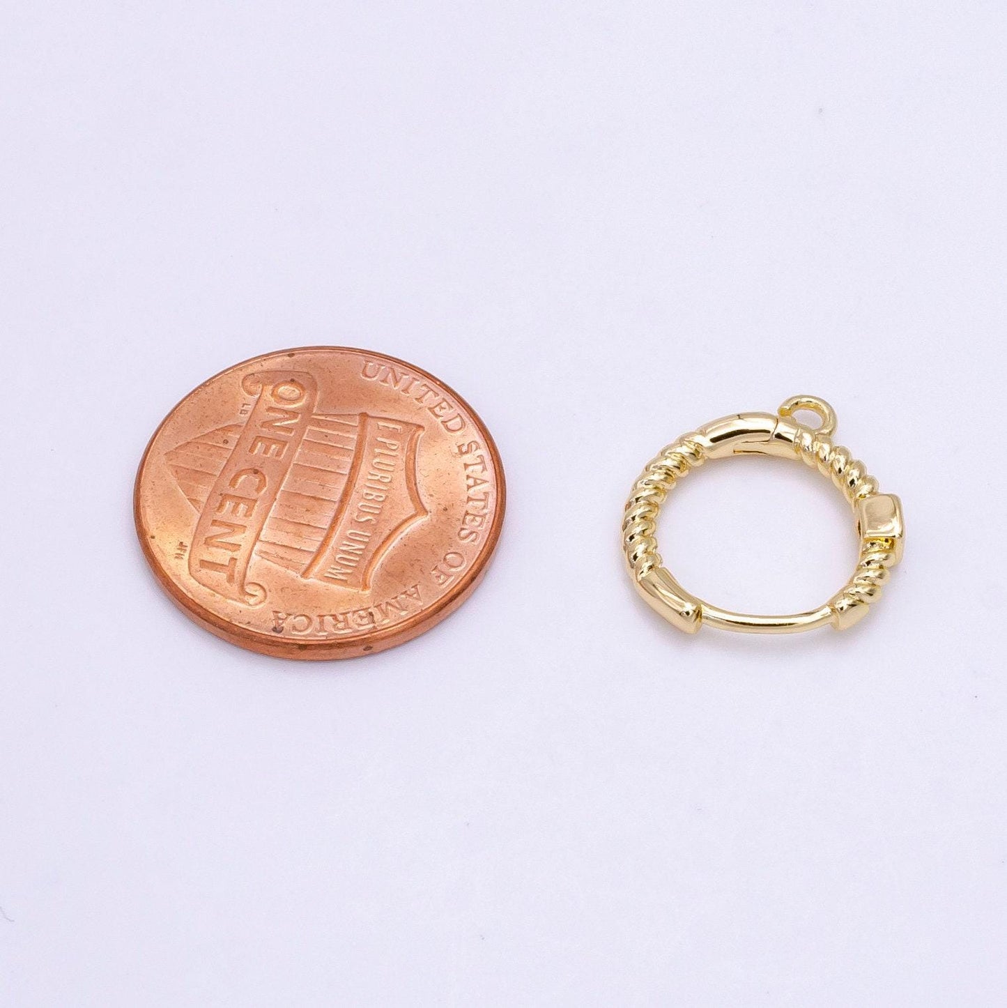 16k gold filled earring simple round one touch earring jewelry making, earring supplies to put a charm dangle component twisted huggie l810