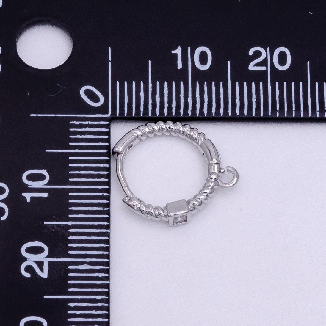 16k gold filled earring simple round one touch earring jewelry making, earring supplies to put a charm dangle component twisted huggie l810