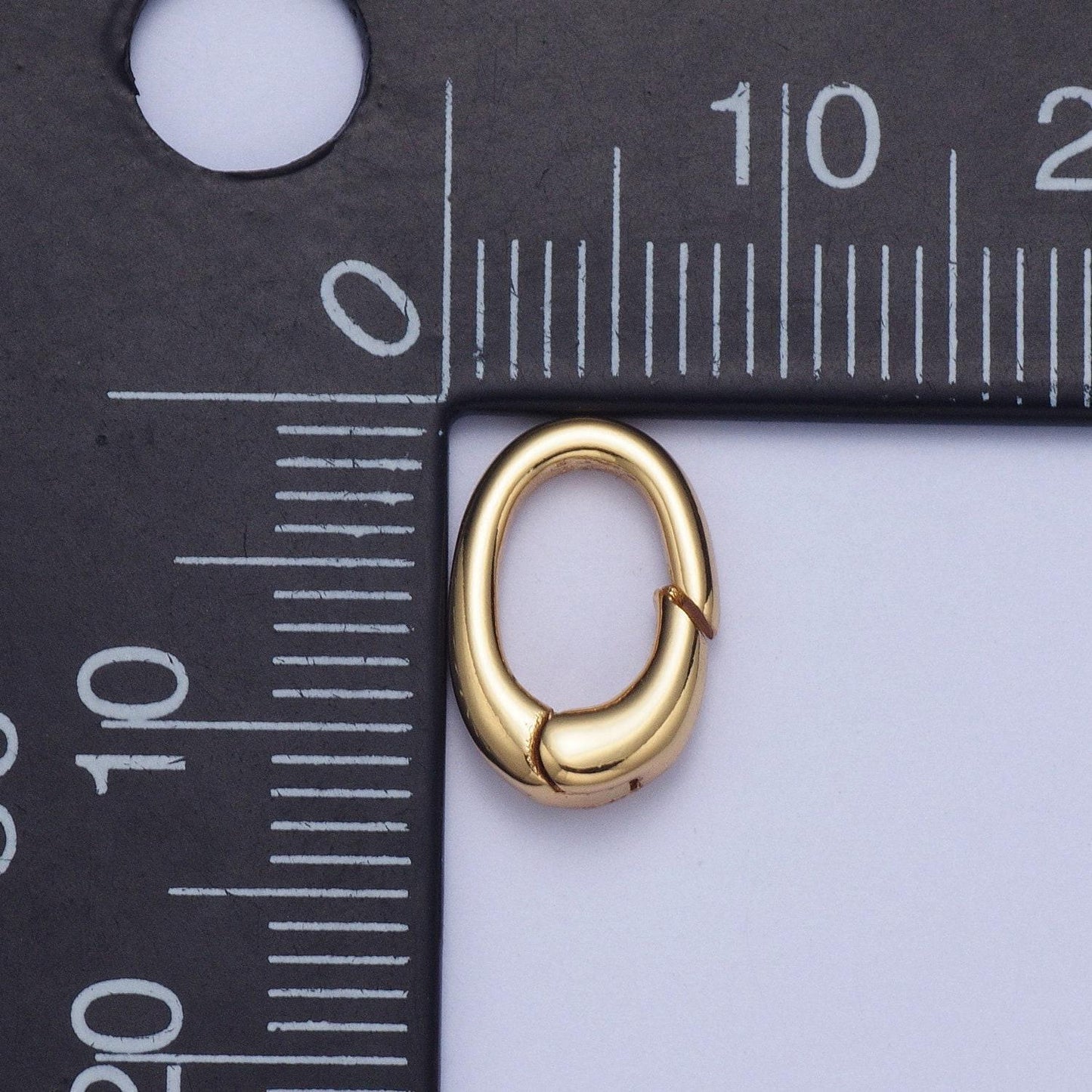 24k gold plated mini circular oval spring clasp, 11.9mmx7.9mm tiny round gold spring carabiner clasp for jewelry making | l-915