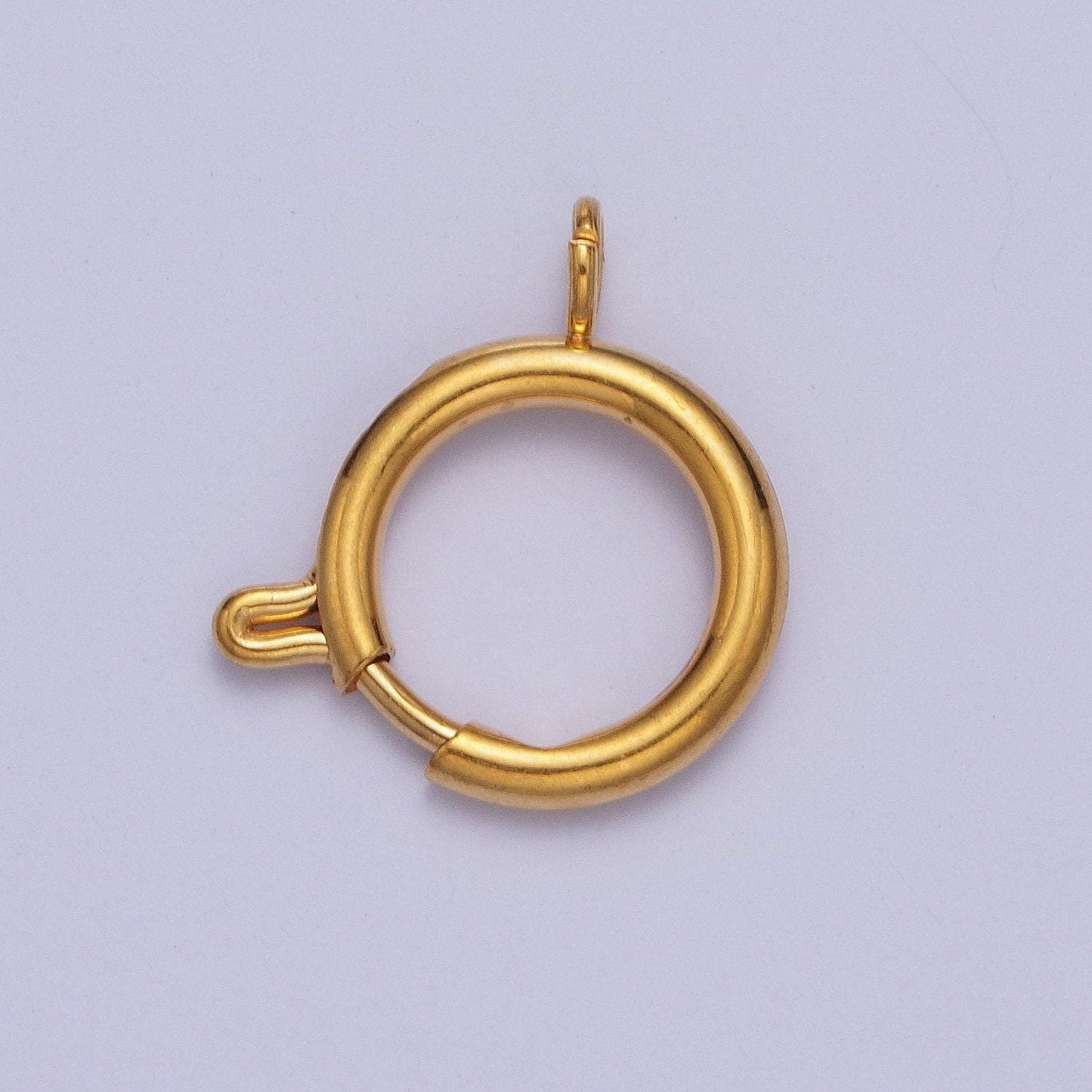 Various size 14k gold round open push in clasp w. loop finding enhancer, circular clasp for charm jewelry making supply | l-875~l-882, l-912