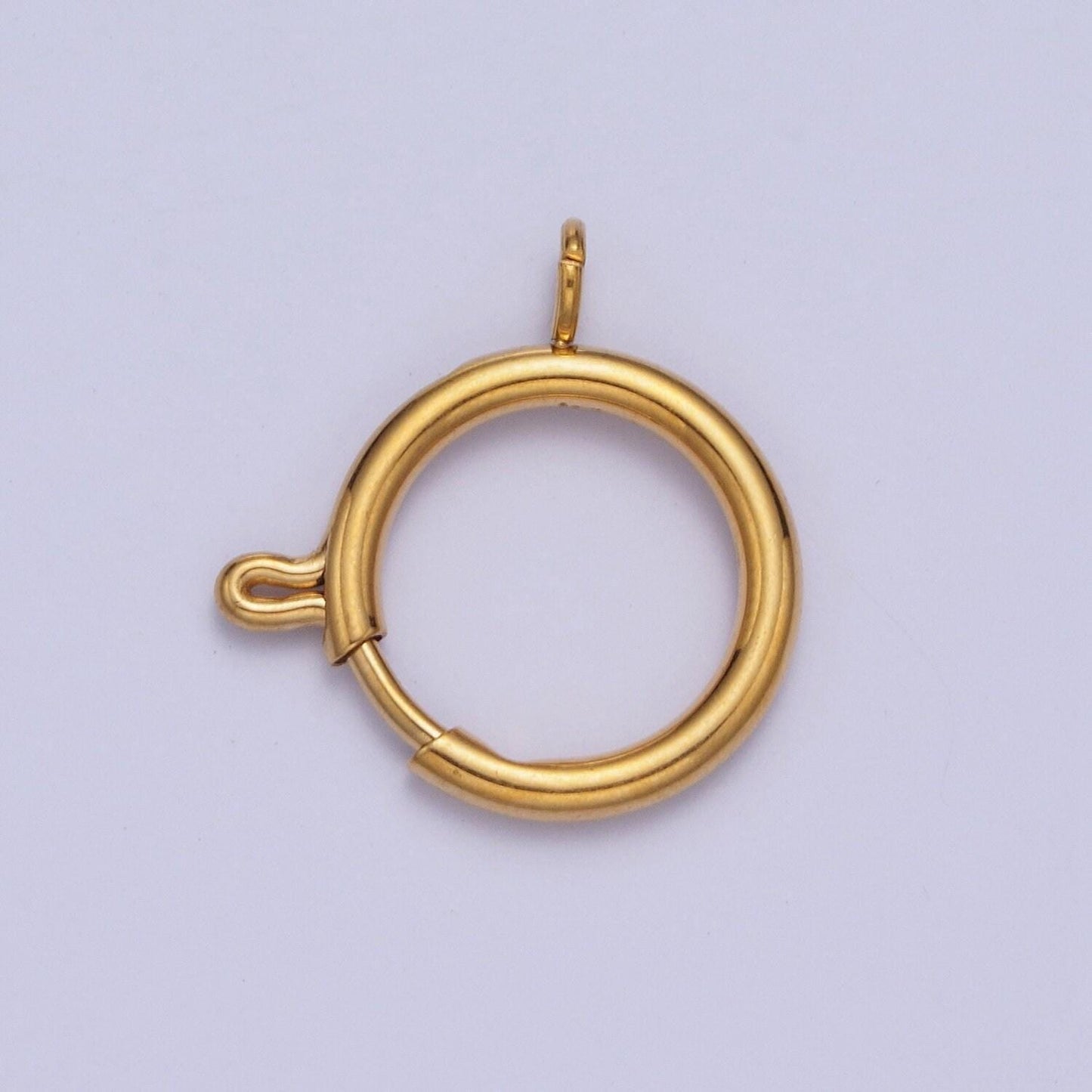 Various size 24k gold round open push in clasp w. loop finding enhancer, circular clasp for charm jewelry making supply | l-892~l-899, l-905