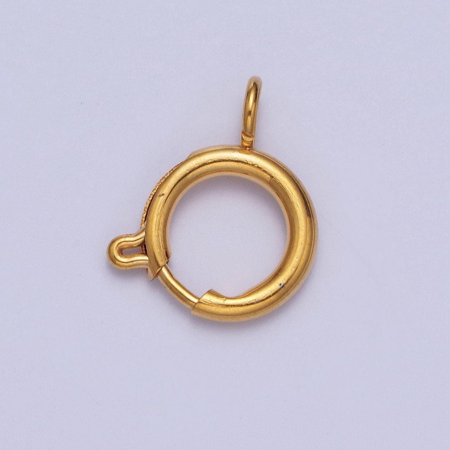 Various size 14k gold round open push in clasp w. loop finding enhancer, circular clasp for charm jewelry making supply | l-875~l-882, l-912