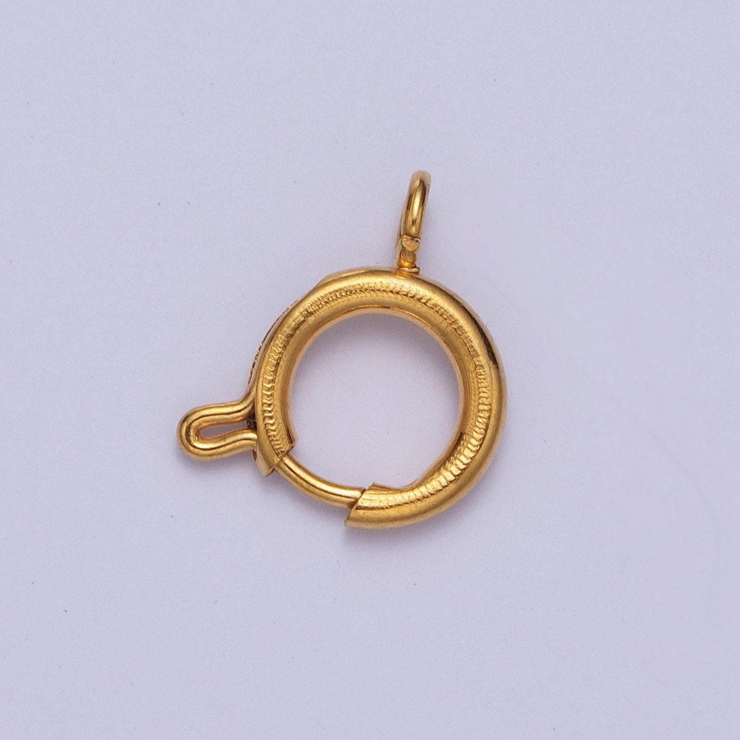 Various size 14k gold round open push in clasp w. loop finding enhancer, circular clasp for charm jewelry making supply | l-875~l-882, l-912