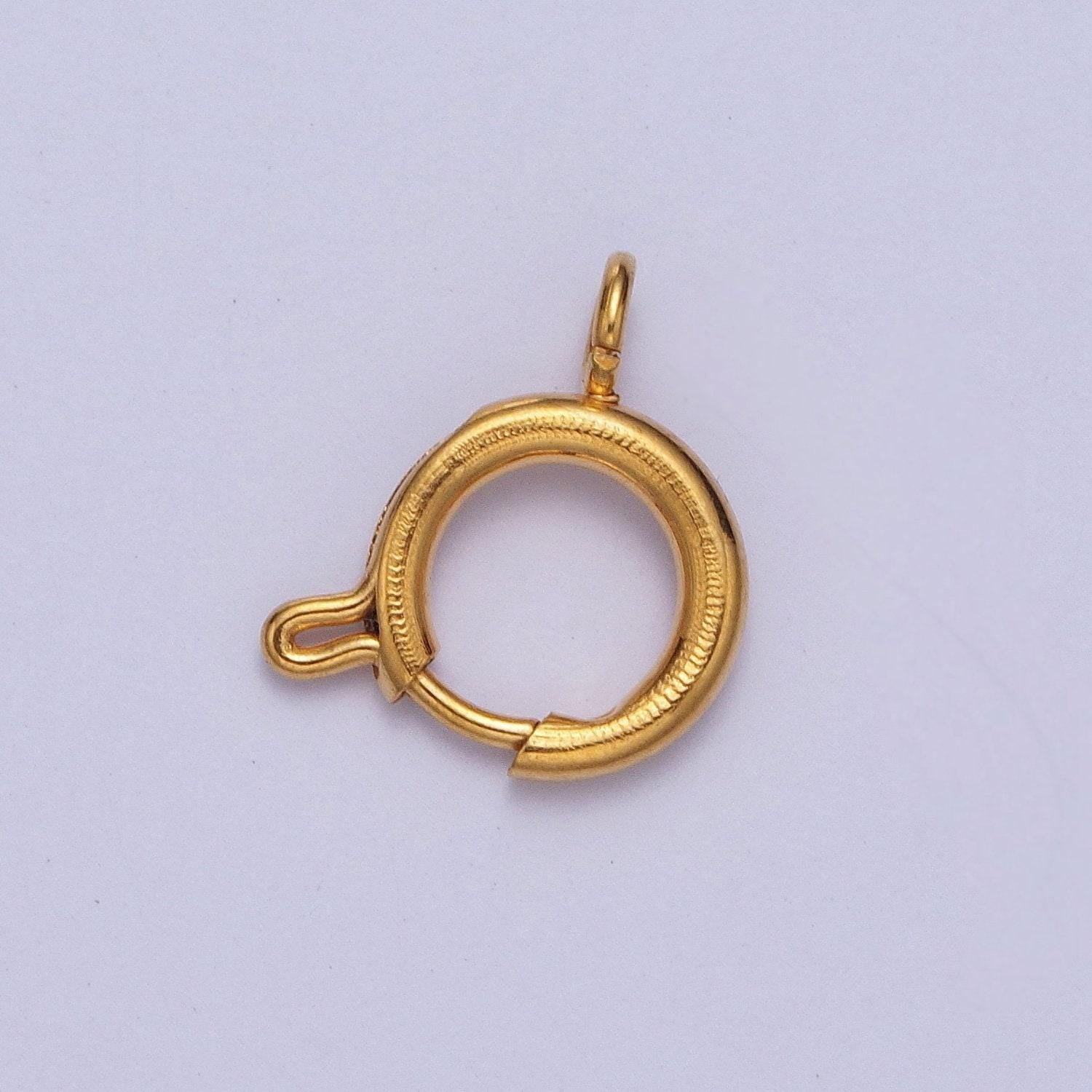 Various size 14k gold round open push in clasp w. loop finding enhancer, circular clasp for charm jewelry making supply | l-875~l-882, l-912