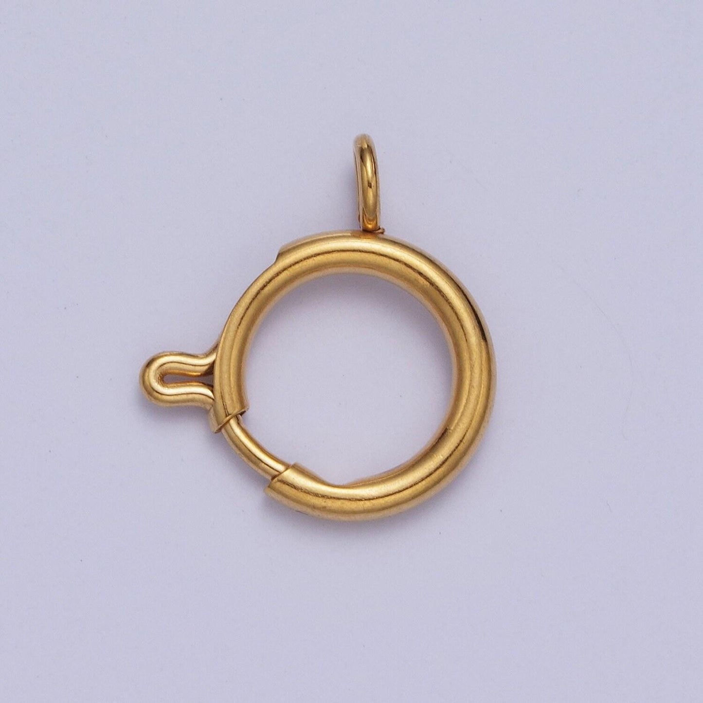 Various size 24k gold round open push in clasp w. loop finding enhancer, circular clasp for charm jewelry making supply | l-892~l-899, l-905