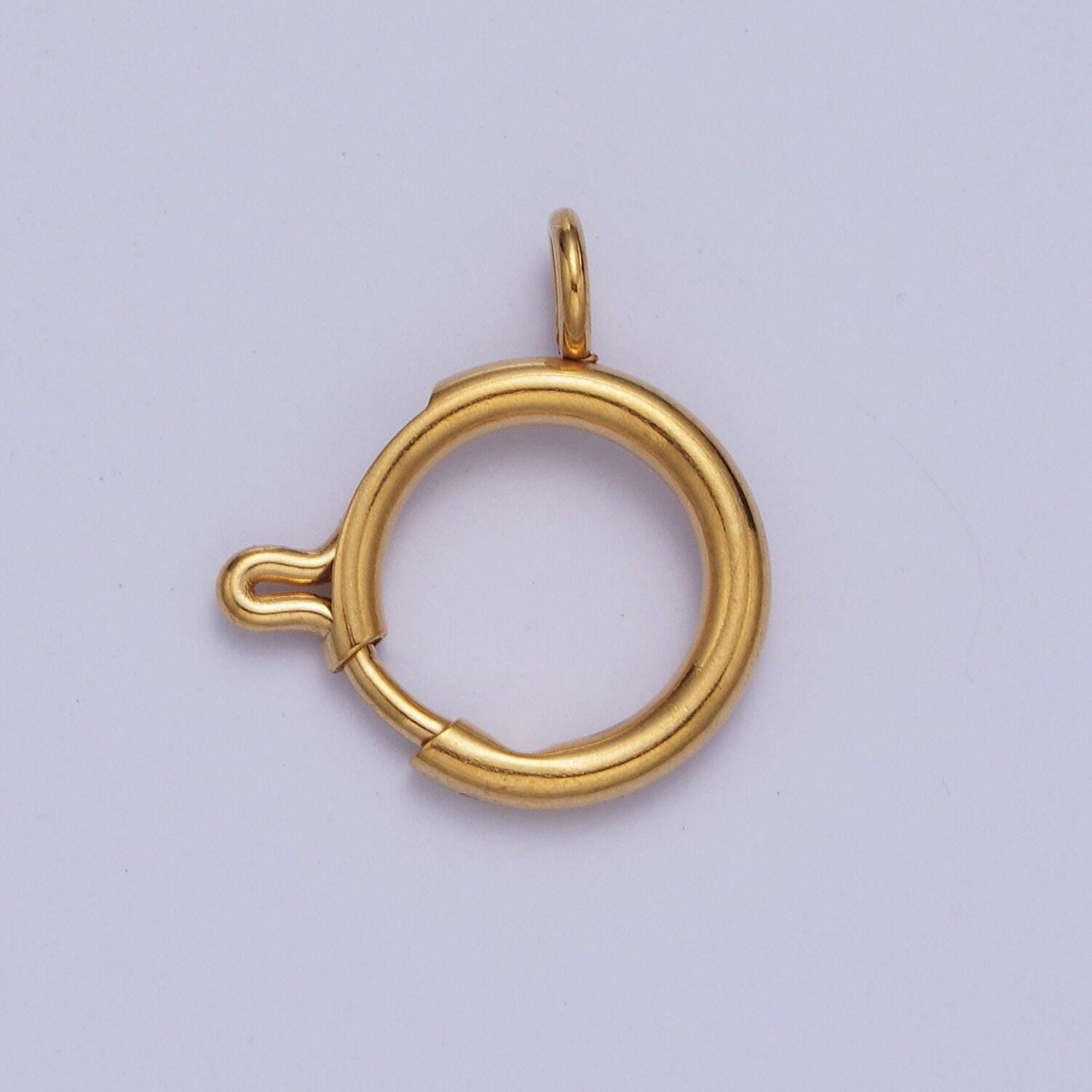 Various size 24k gold round open push in clasp w. loop finding enhancer, circular clasp for charm jewelry making supply | l-892~l-899, l-905