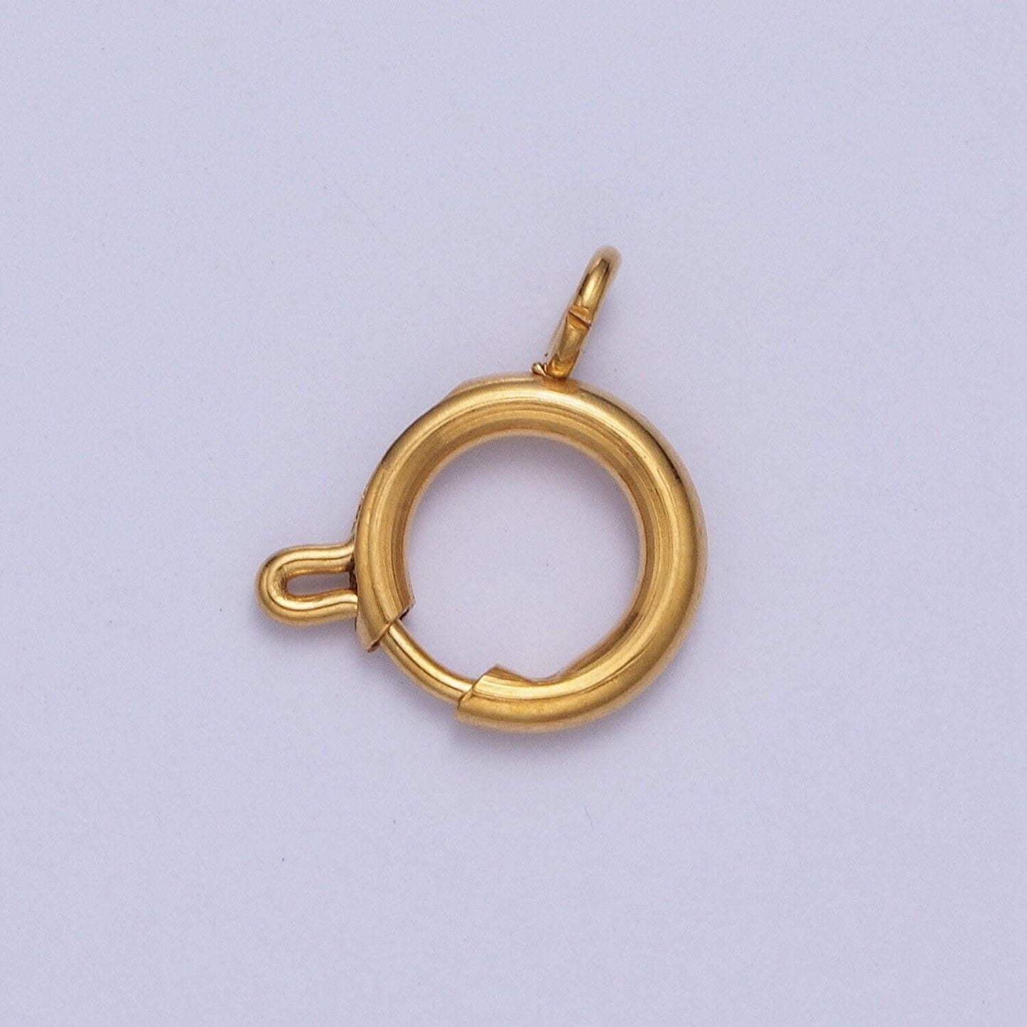 Various size 24k gold round open push in clasp w. loop finding enhancer, circular clasp for charm jewelry making supply | l-892~l-899, l-905