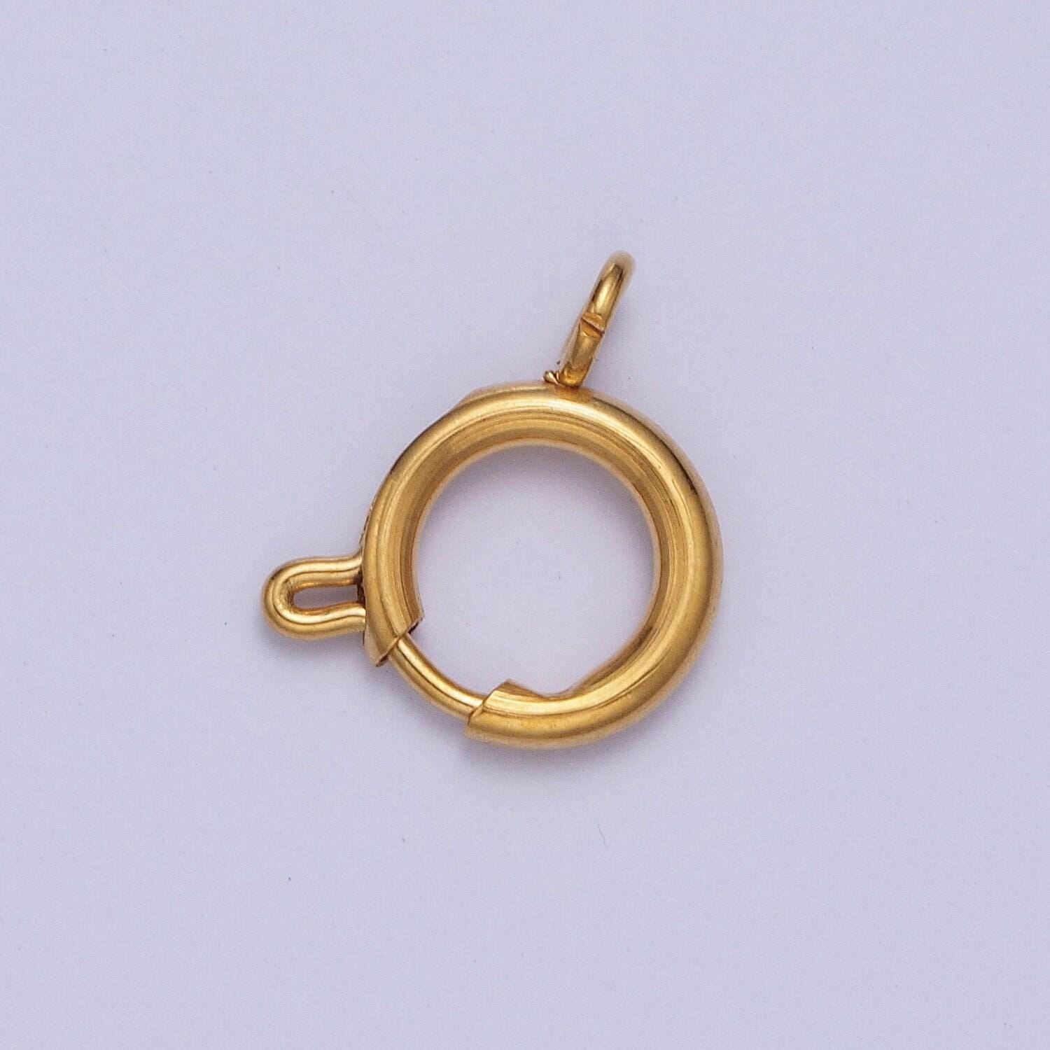 Various size 24k gold round open push in clasp w. loop finding enhancer, circular clasp for charm jewelry making supply | l-892~l-899, l-905