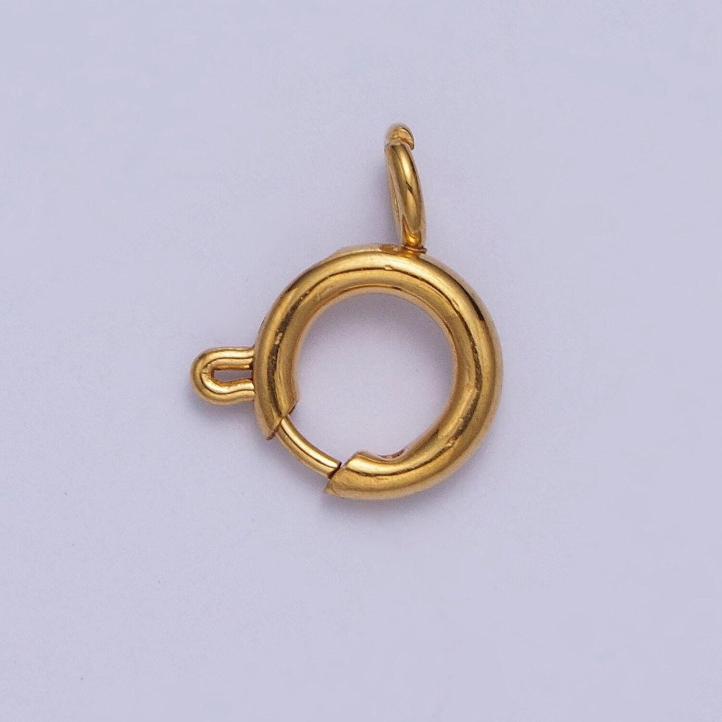 Various size 24k gold round open push in clasp w. loop finding enhancer, circular clasp for charm jewelry making supply | l-892~l-899, l-905